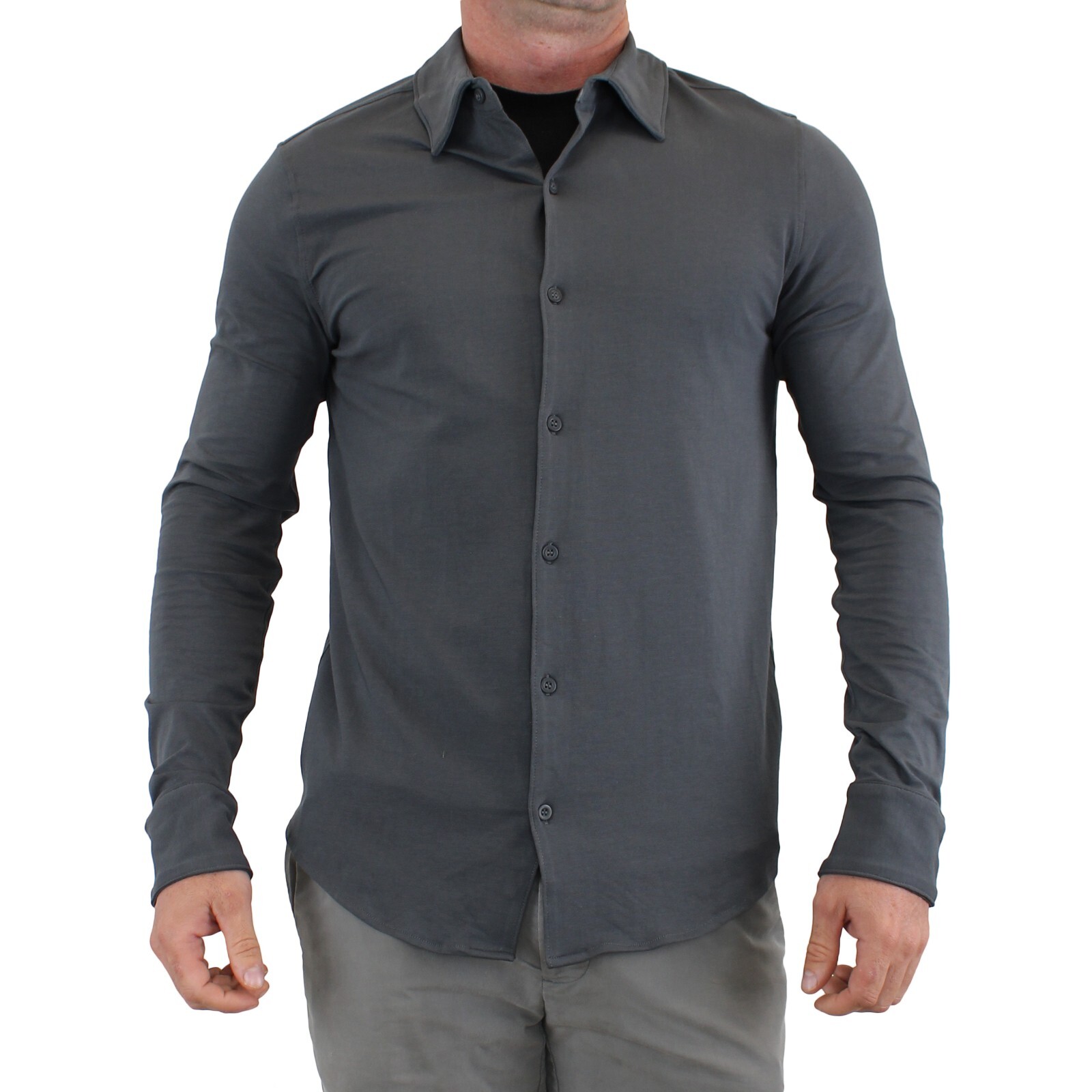 True Classic Men’s, Knit Long Sleeve, Slightly Relaxed Fit Collard Shirt