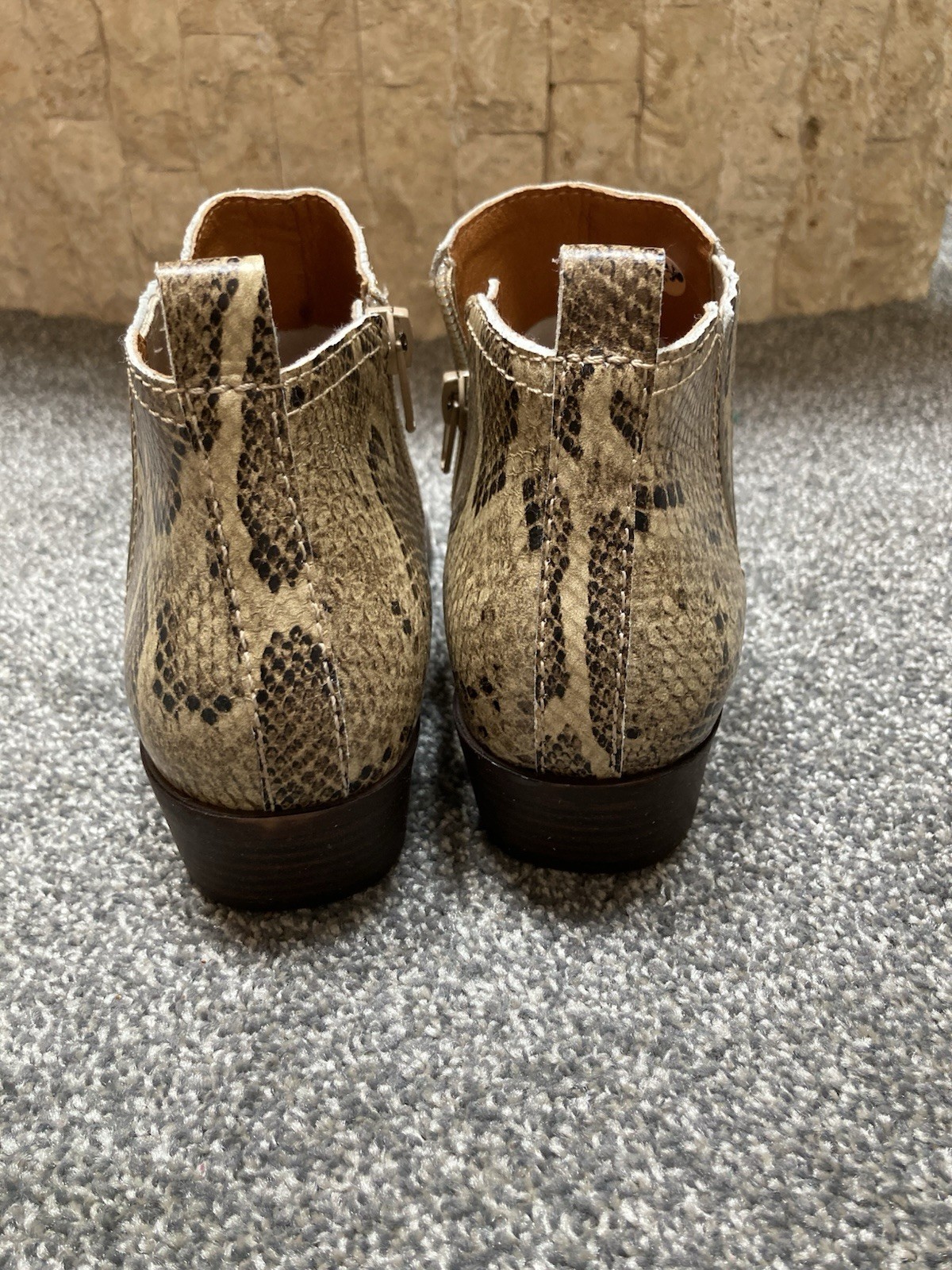Lucky Brand Bimare Ankle Boots Leather Snakeskin Print Women’s Size 6.5