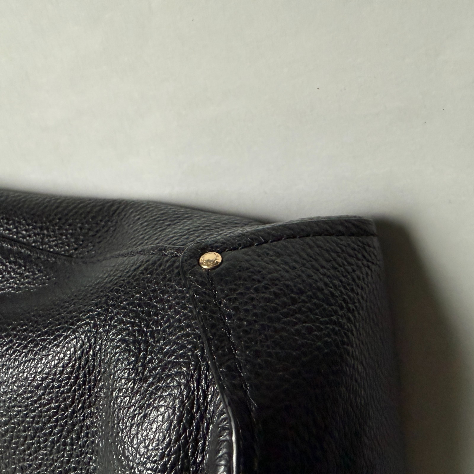 Coach Shoulder Bag Abby Duffle Pebbled Leather Bag w/Charm Black Very Nice EUC