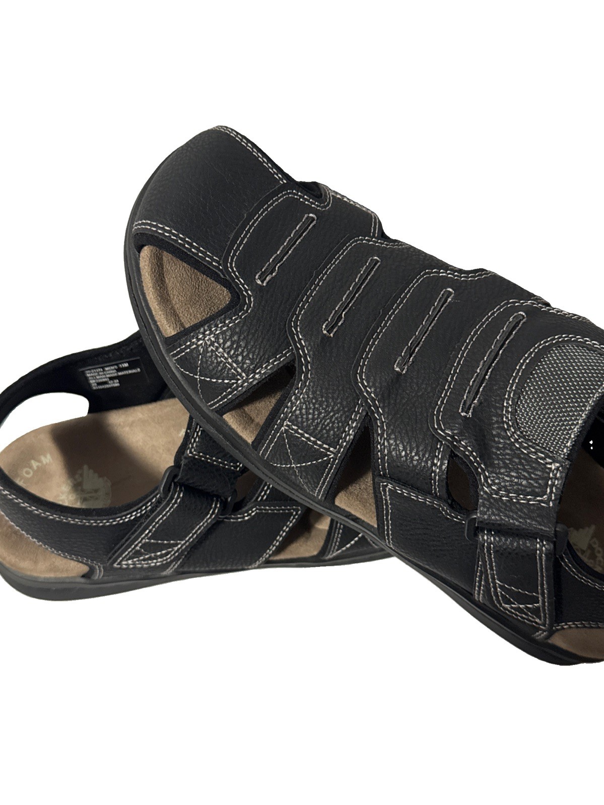 Men’s Dockers SeaRose Black Memory Foam Fusion Footbed Fisherman Sandals Sz 11