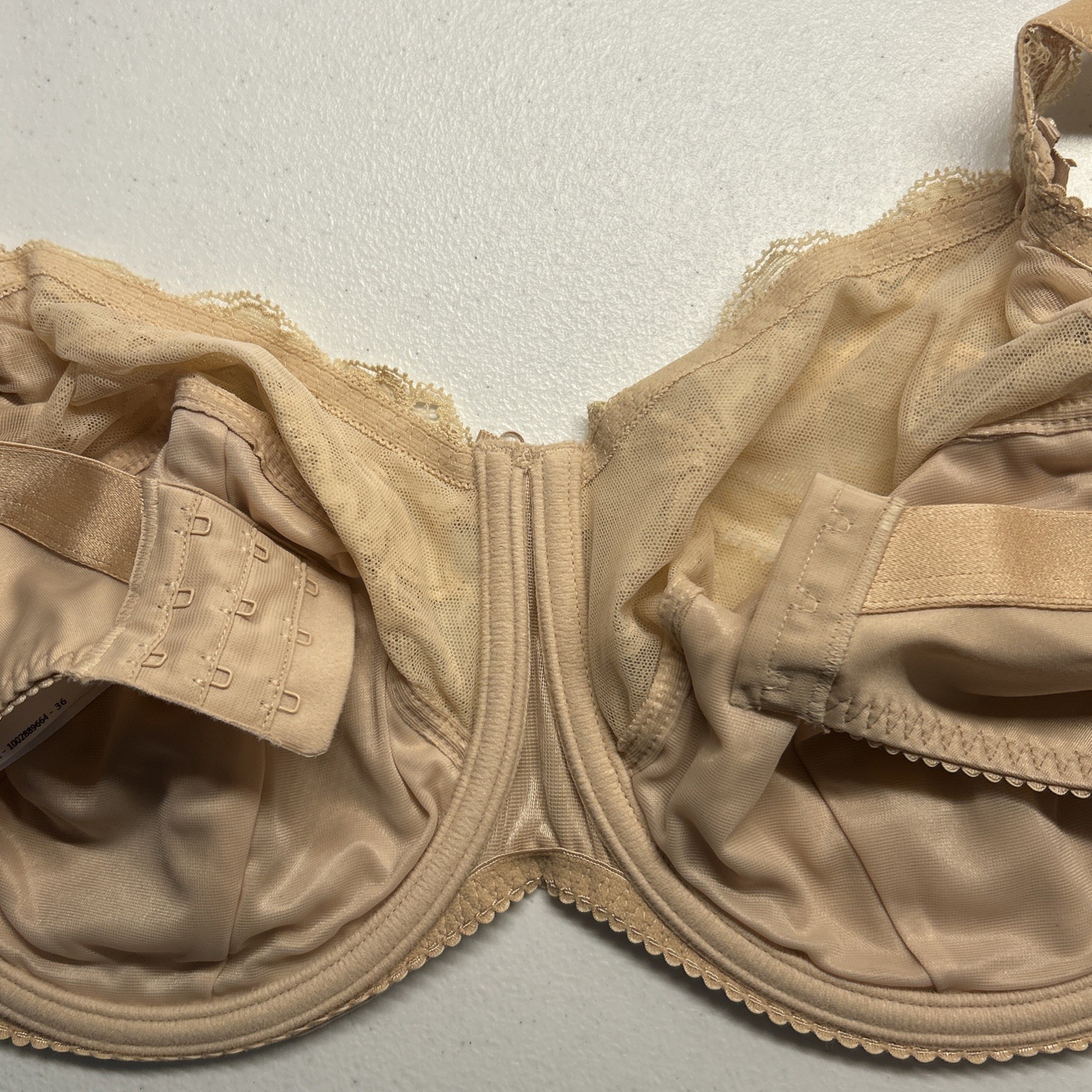 Prima Donna Madison Side Support Wire Bra UK 36H Unpadded Cafe Latte Lace Bows
