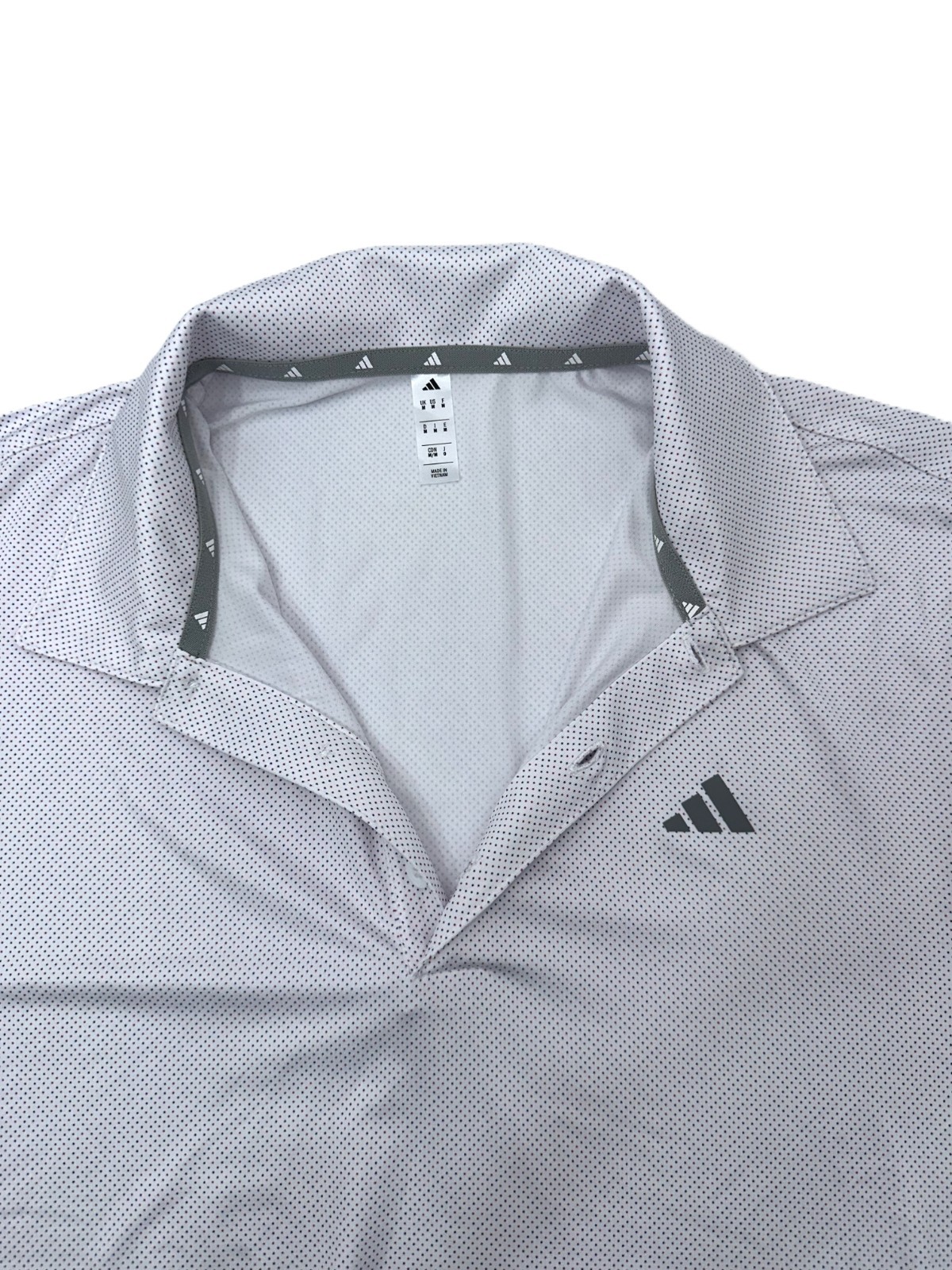 $65 Adidas Men’s Ultimate 365 Polka Dot Polo Shirt – White – Medium-New With Tag