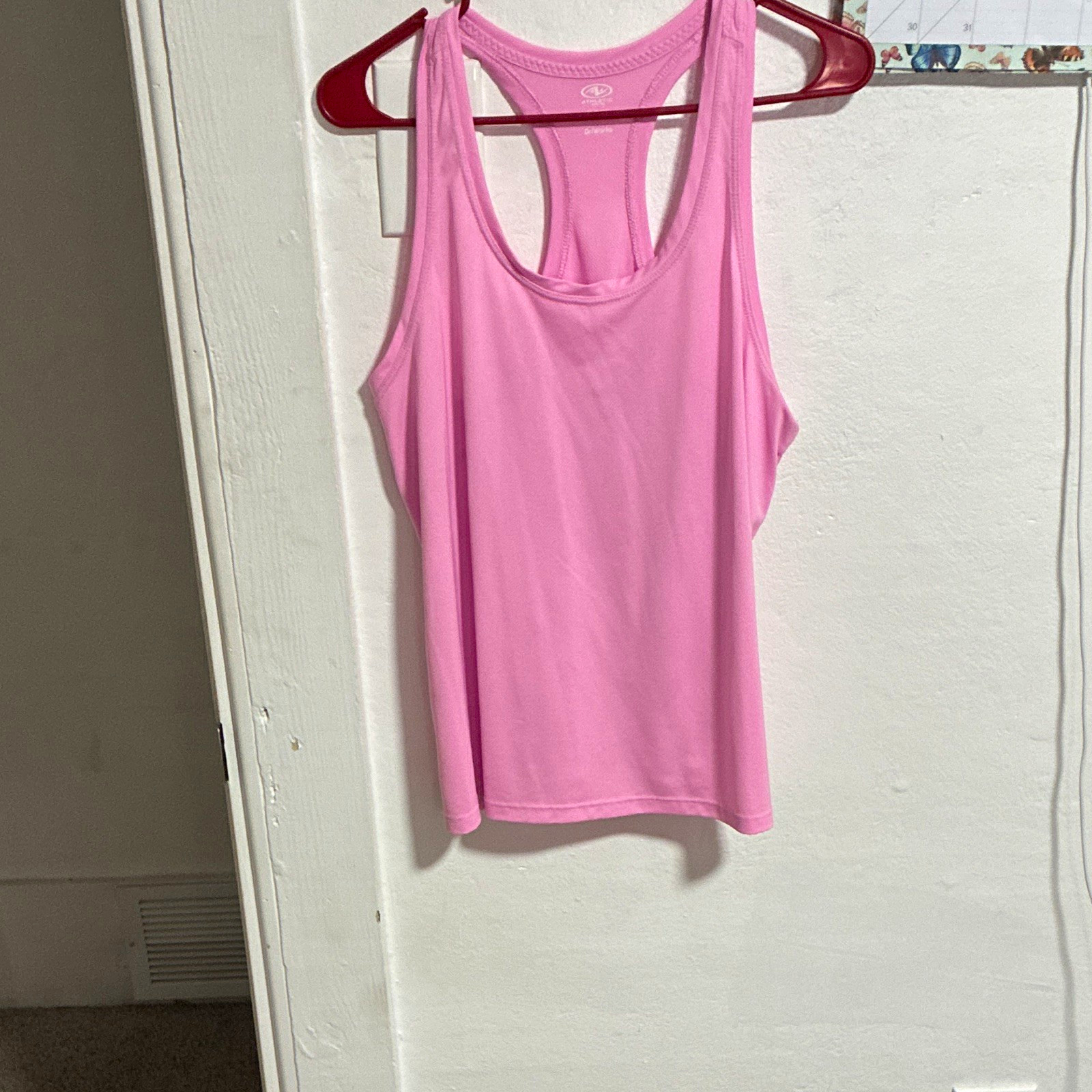 Athletic Works DriWorks Pink Racerback Tank Top Scoop Neck Moisture Wicking M