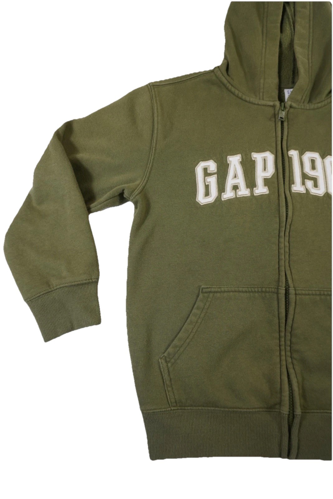 Gap Hoodie Kids Large 10-12 Olive Green Olive Green Kangaroo Pockets Full Zip