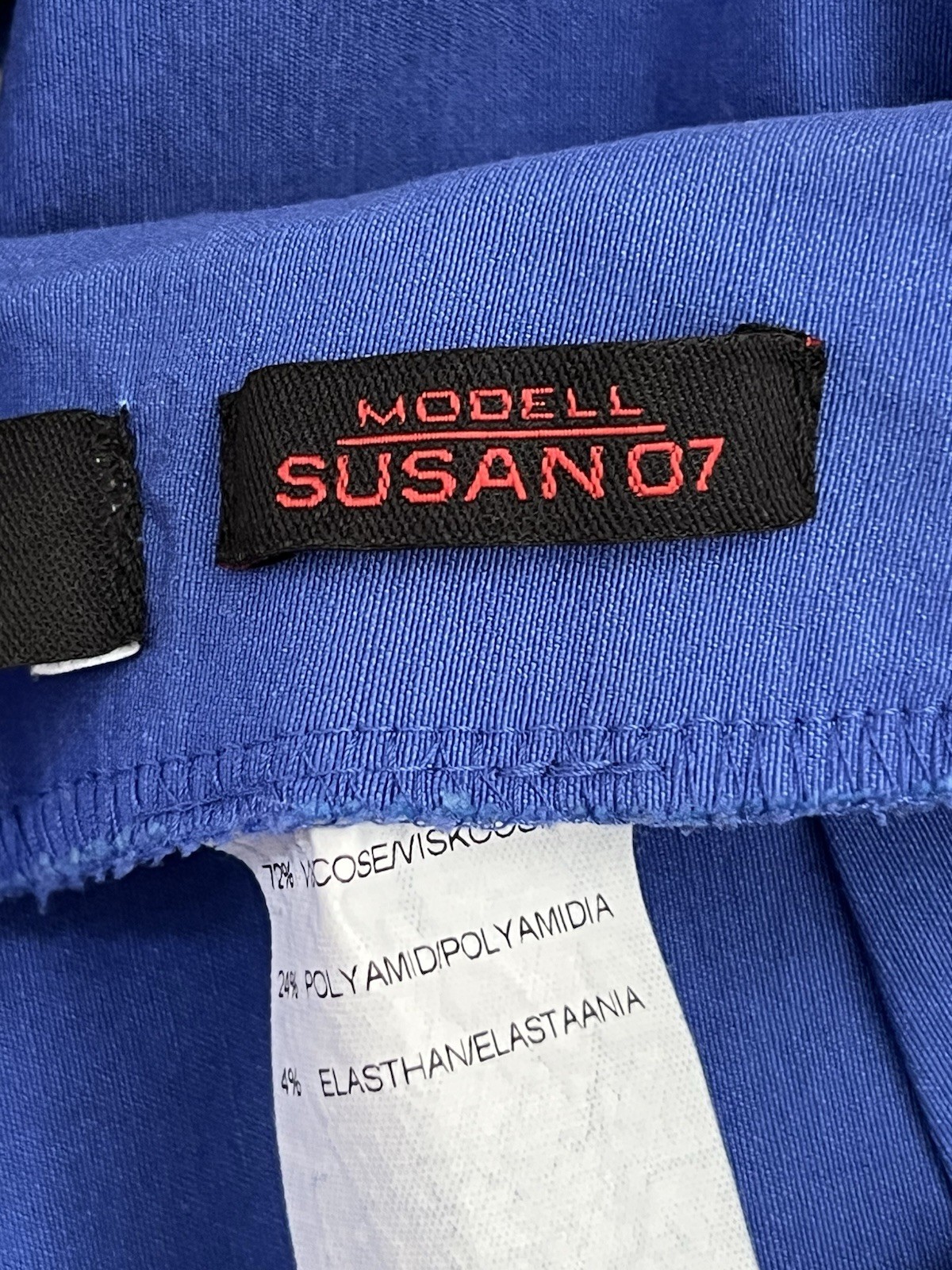 Robell Susan 07 Ruched Trousers Size 8 Blue Pull On Elastic Waist W27 L21