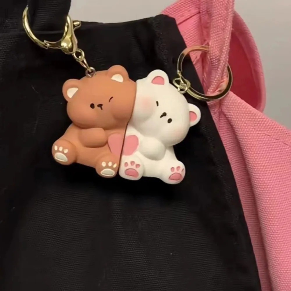 1Pair Magnetic Bear Couple Keychain Cute Resin Bag Charm Key Ring Gift Lovers