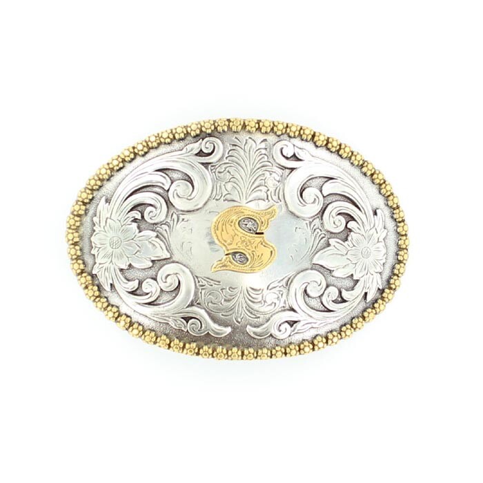 Nocona Antique Scroll & Initial Oval Belt Buckle 37072