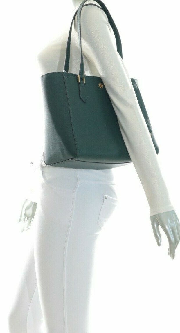 Tory Burch Robinson Tote Leather Bag Pine Tree