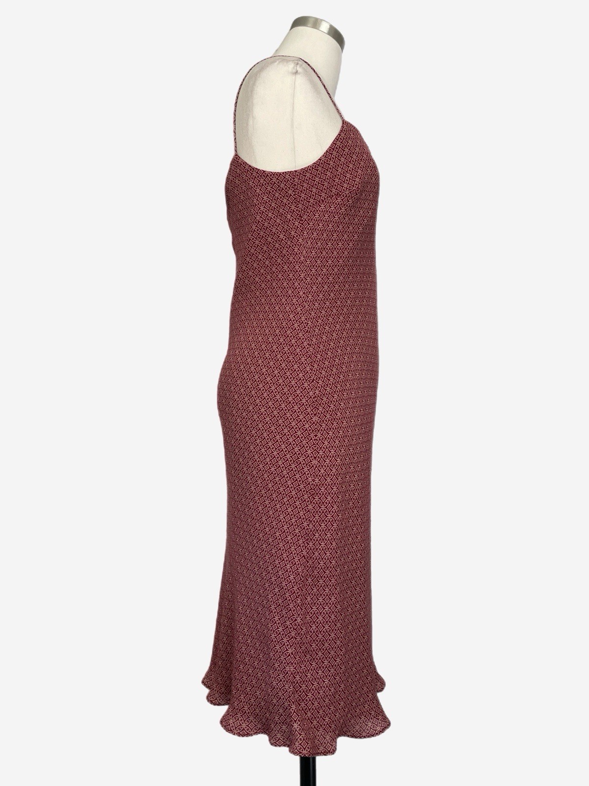 Vintage 90s Ann Taylor Burgundy silk floral geometric slip dress classic clean S