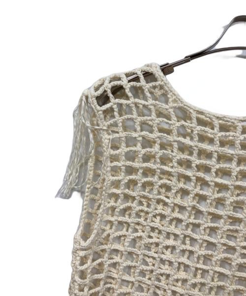 YENN Ivory Melange Mesh Tank Top Ladies Free Size Cropped Sleeveless Casual