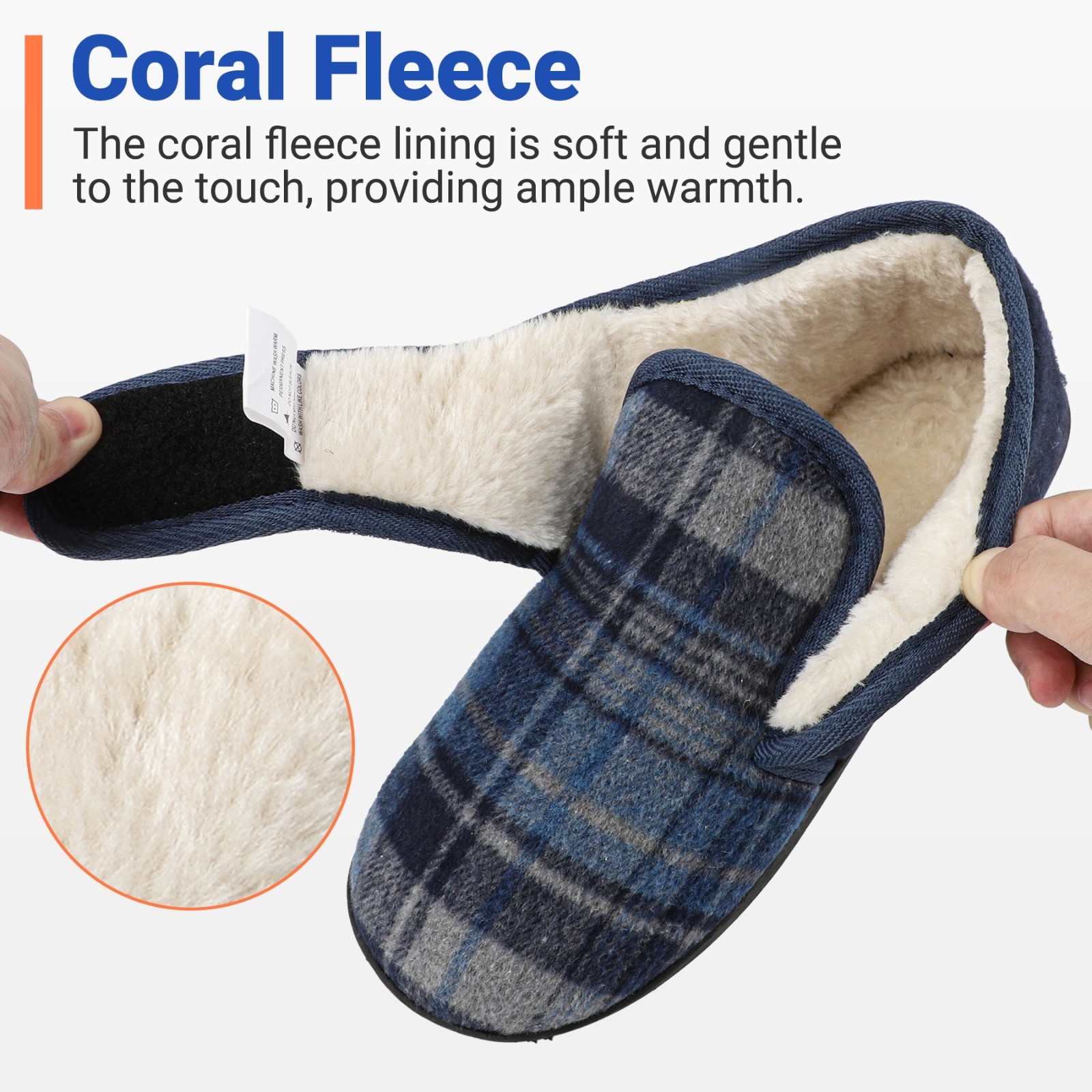 riemot Mens Warm Winter Slippers Non-slip Swollen Feet Edema House Shoes