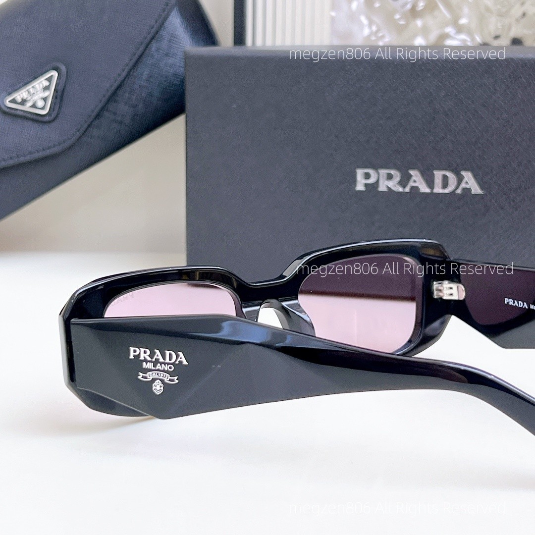 Prada PR17WS Women’s Sunglasses Black Frame Purple Lens 49mm Retro Square UV400