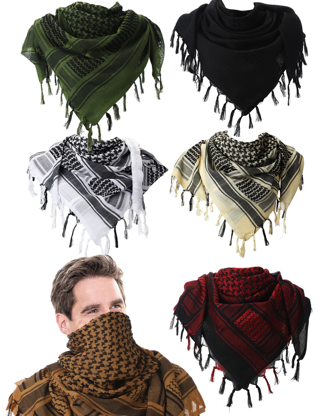 6 Pcs Military Shemagh Tactical Desert Scarf Shemagh Scarf Men Neck Head Wrap…