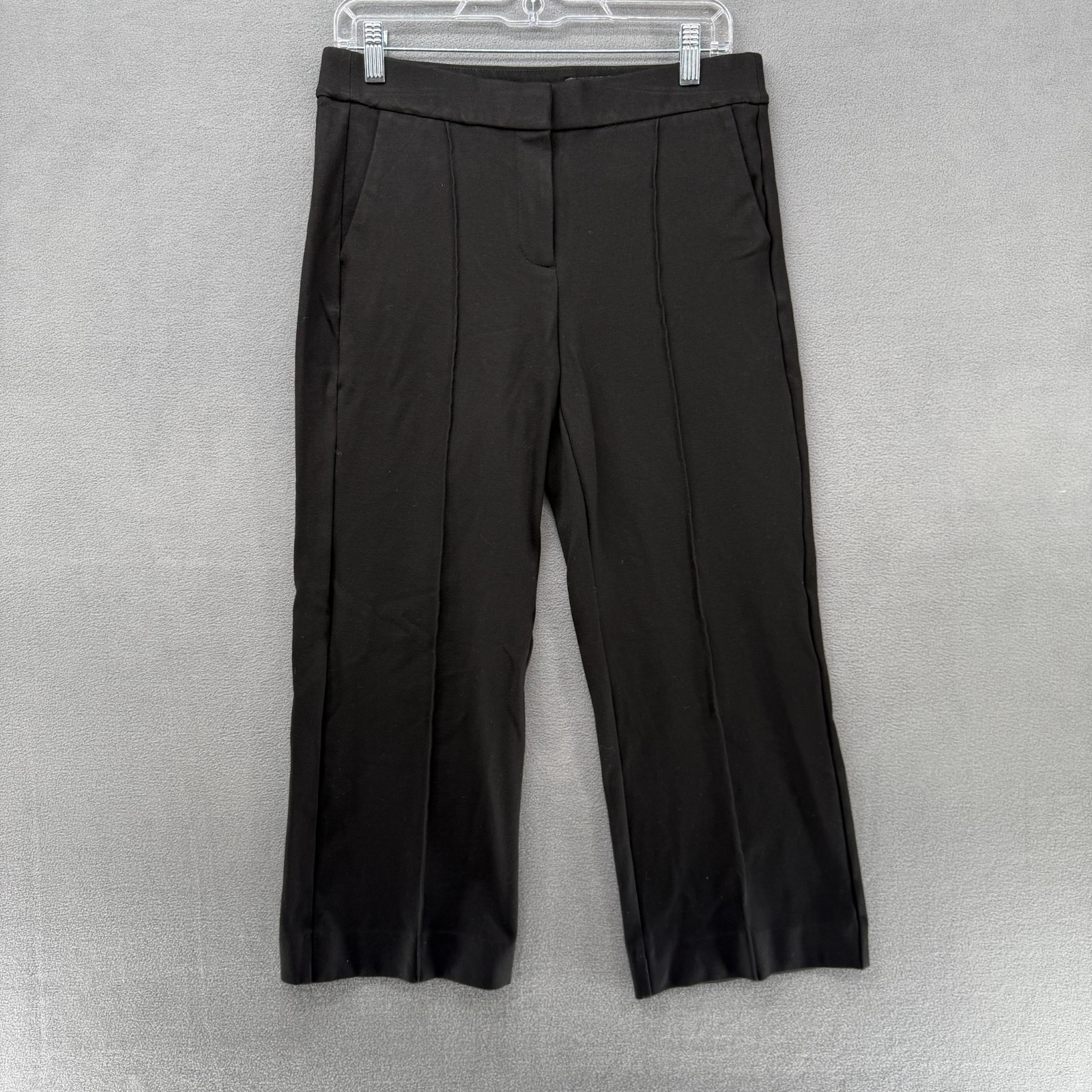 J.Crew Mario Bellucci Ponte Pants Womens 8P Black Straight Leg Pleated Stretch