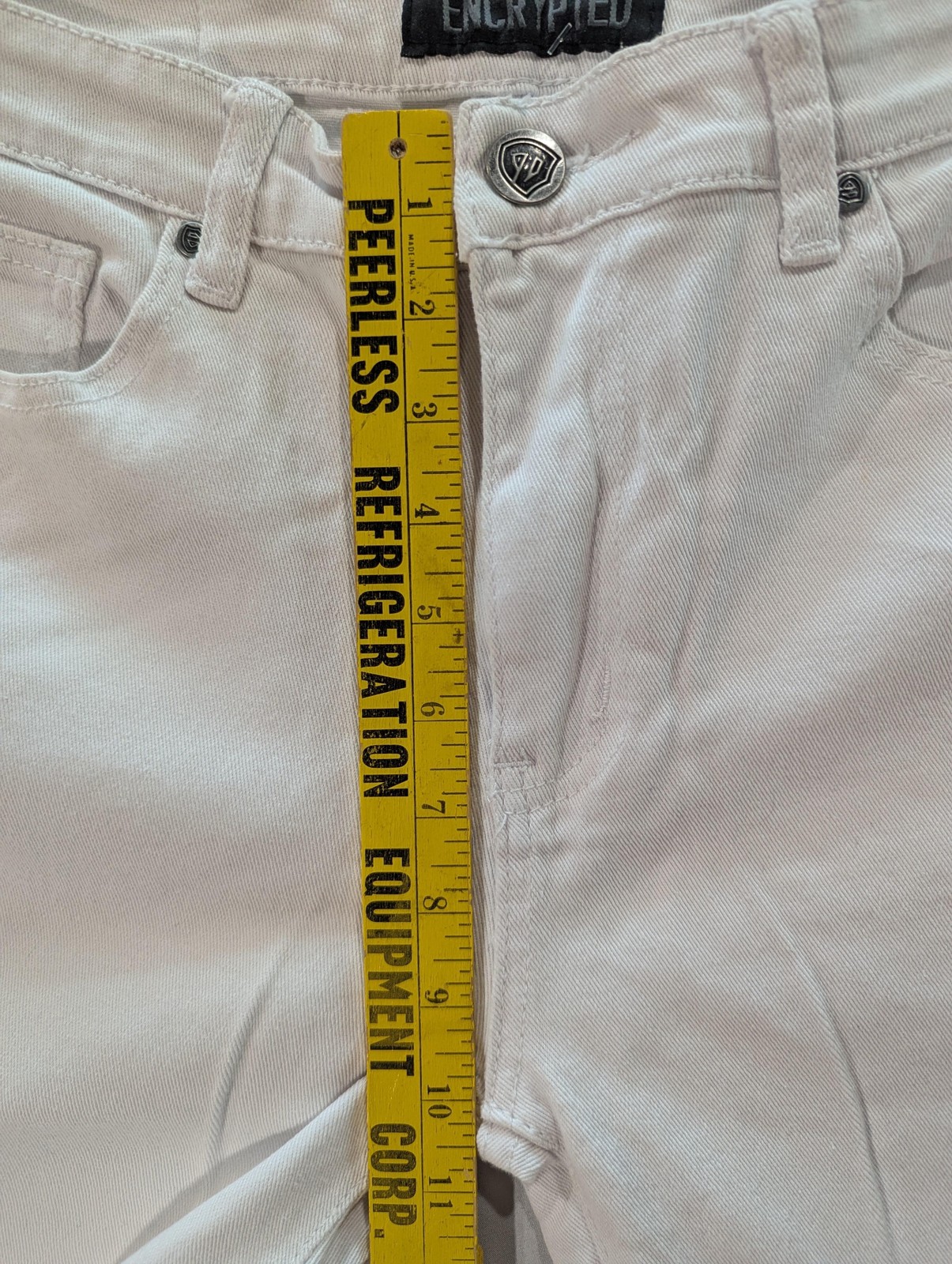 Encrypted Jeans Mens 32×30 White Skinny Slim Fit Moto Biker Stretch Denim