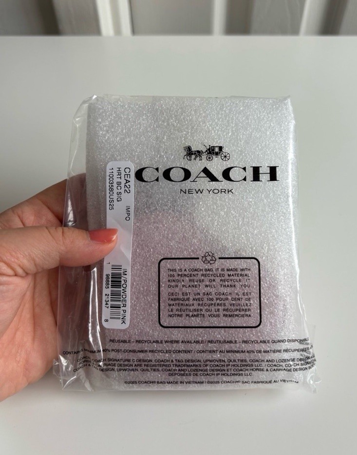 NWT Coach Heart Bag Charm In Signature Canvas Powder Pink CEA22