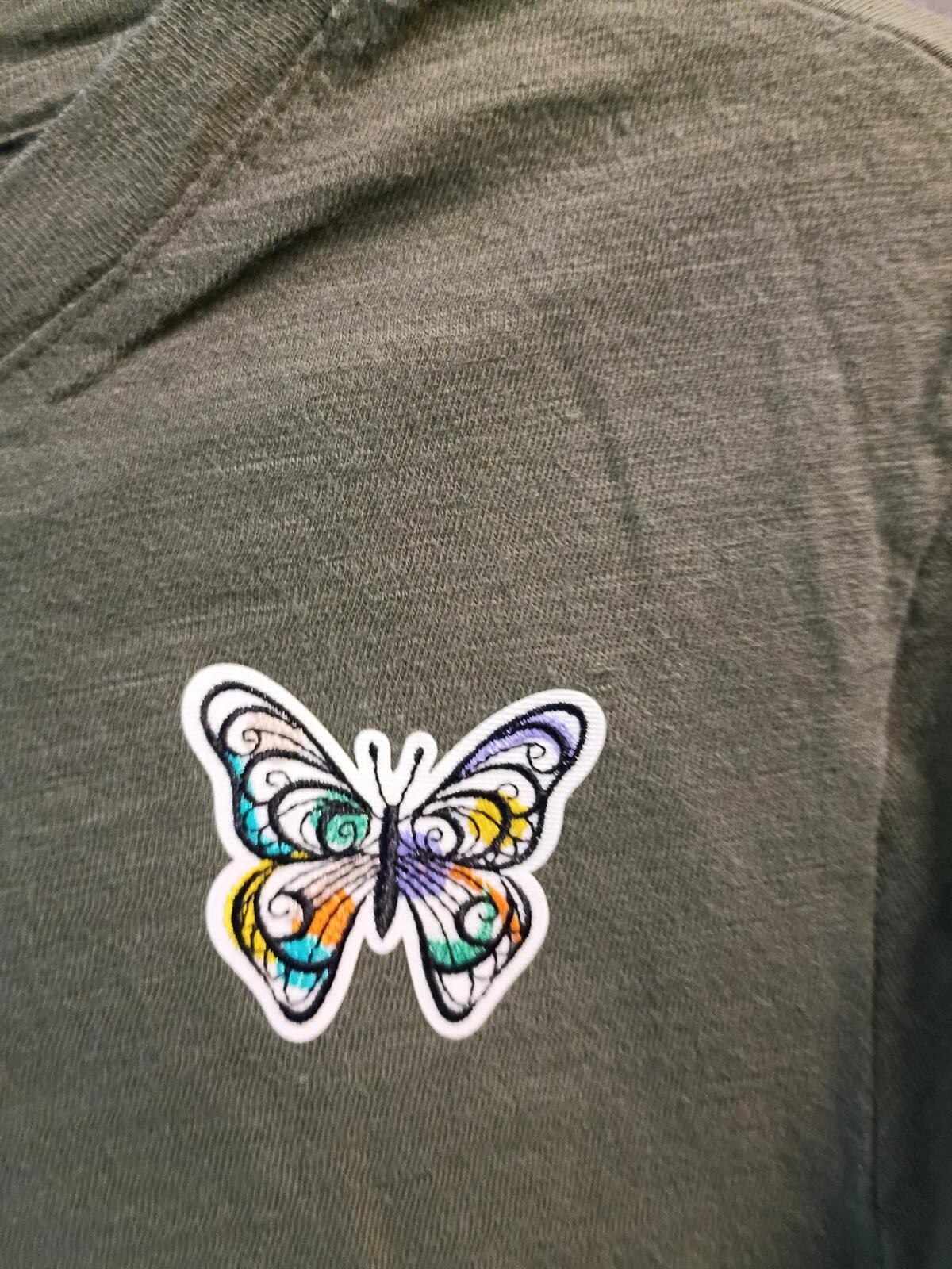 Olive Green Long Sleeve Graphic Butterfly Tee – “Have Courage and Be Kind”