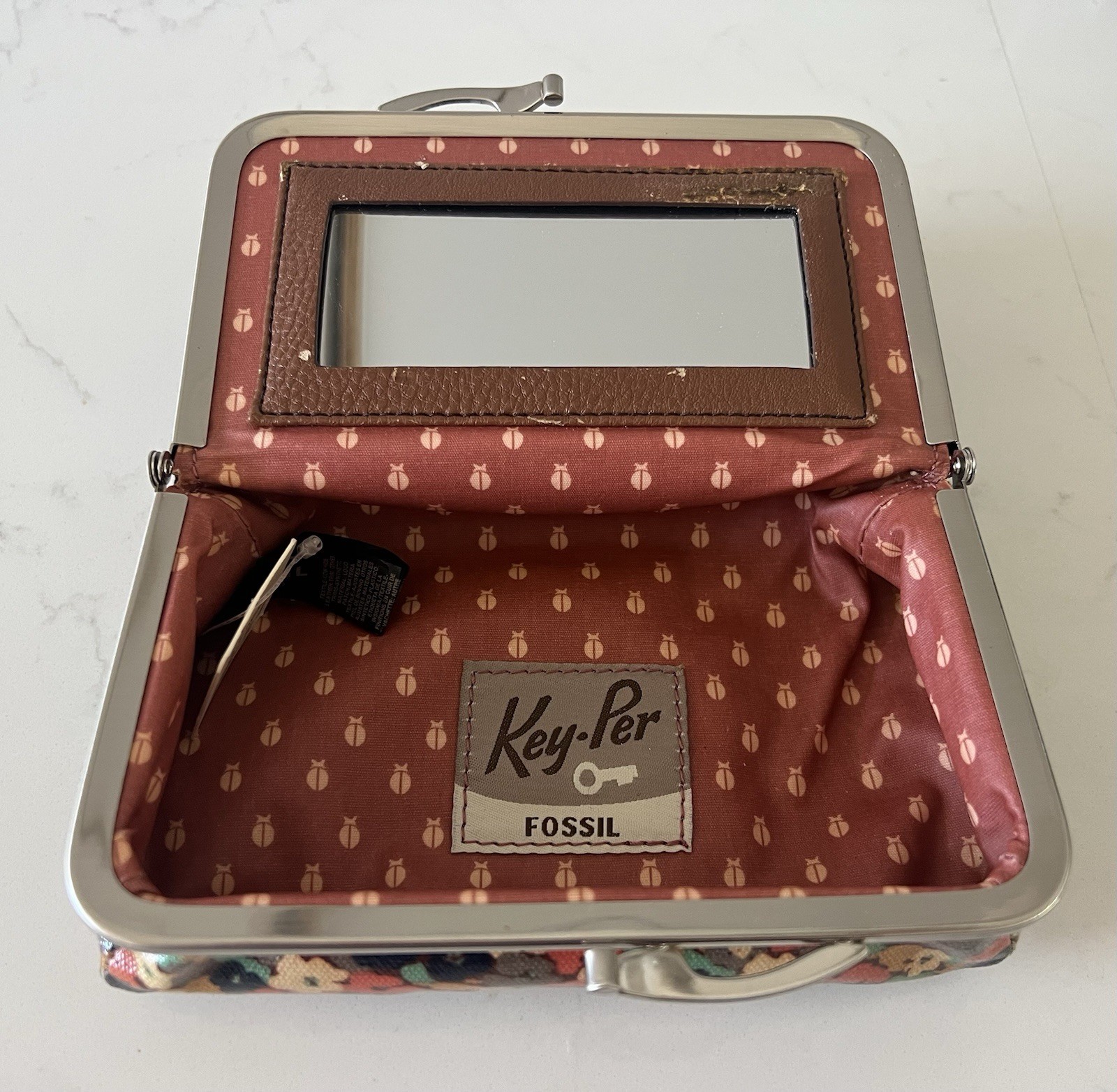 Fossil Retro Key-Per Cosmetic Bag Floral Coated Canvas Travel Bag