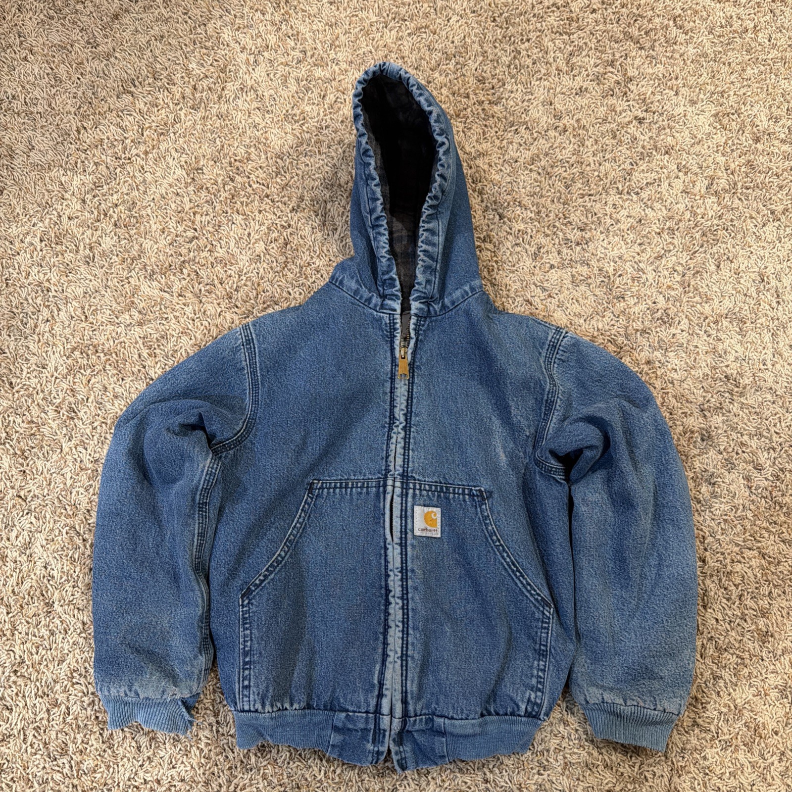 Vintage Carhartt Y07 DST Denim Work Jacket Youth Size M