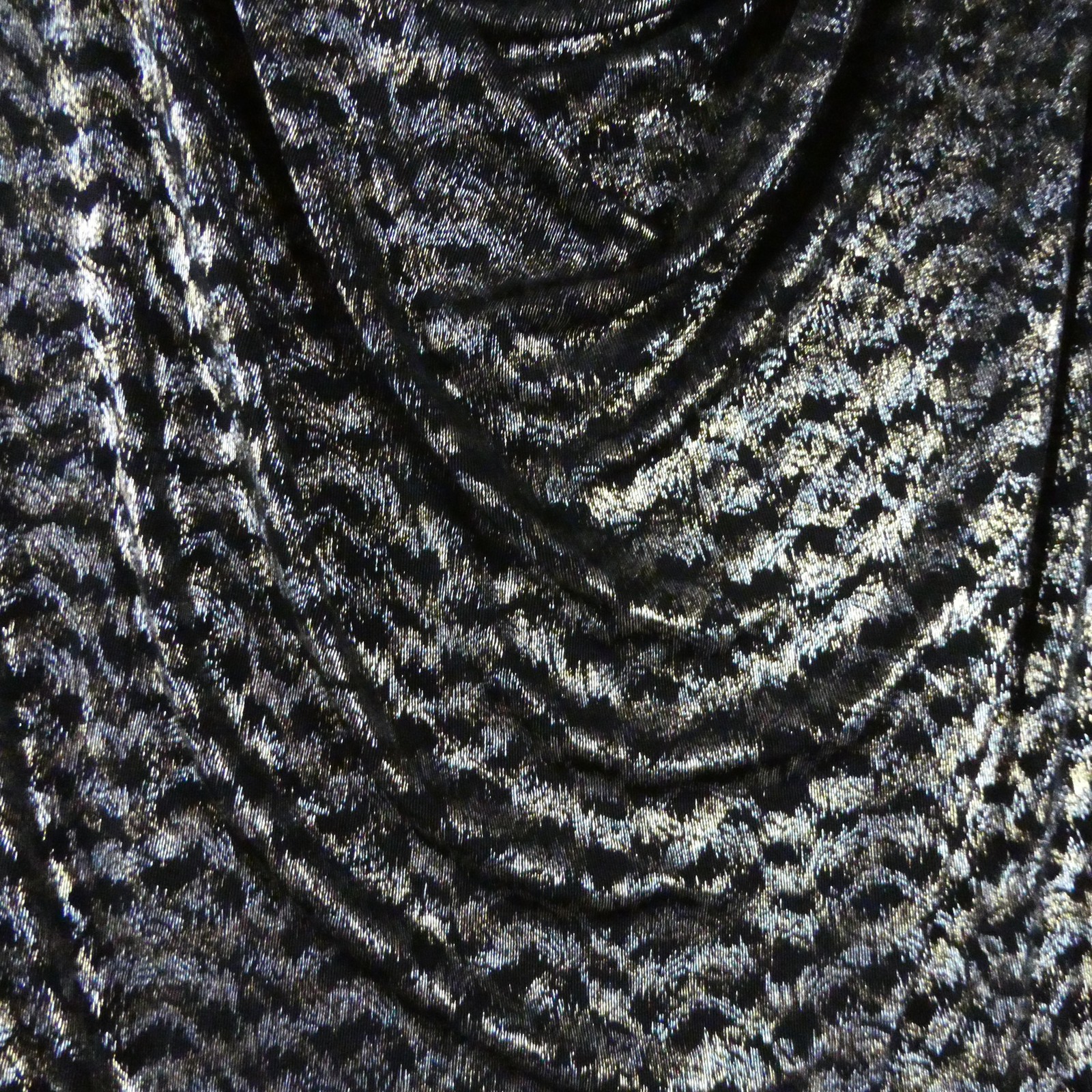 Jones Studio Metallic Blouse Womens 1X Black Cowl Neck Dolman Tunic Party Holida