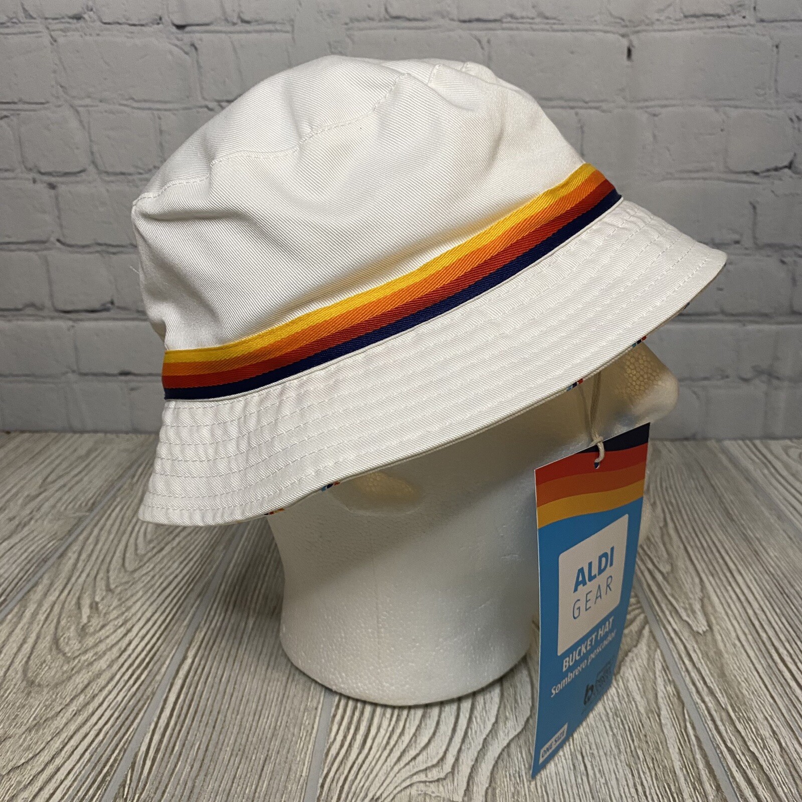 ALDI Gear 2024 Logo Bucket Hat White Rainbow One Size New with Tags