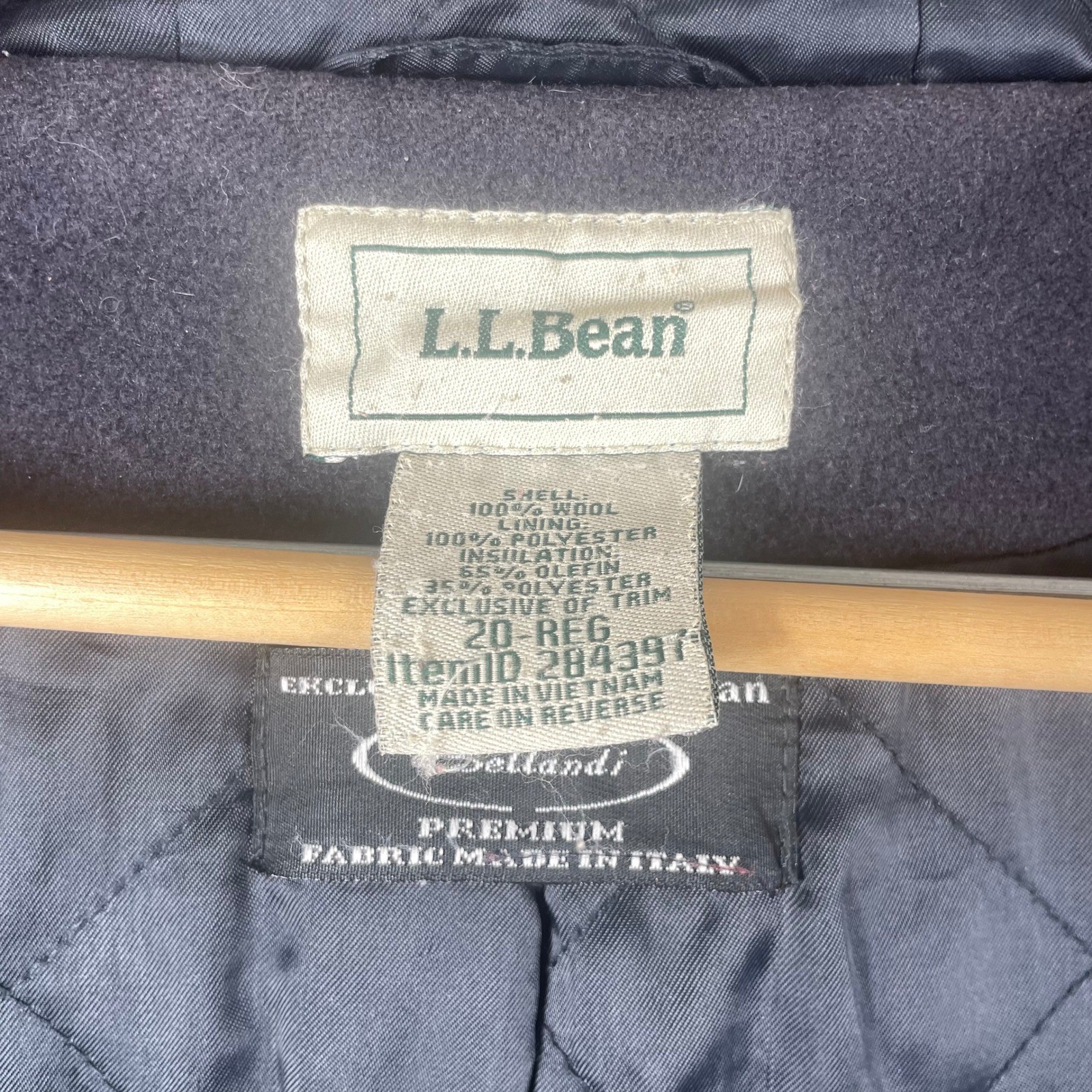 LL Bean Coat Womens 20 Purple Wool Hooded Toggle Duffle Jacket Bellandi Lined