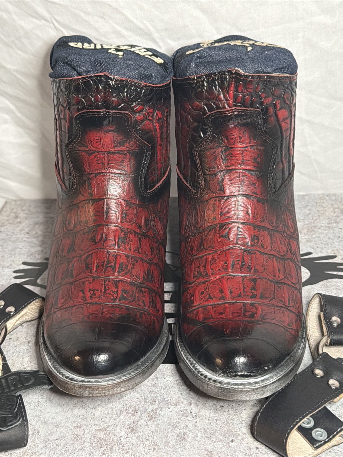 FREEBIRD SANTIAGO “RED CROCO” HARNESS ANKLE BOOTS WOMEN’S Size 7