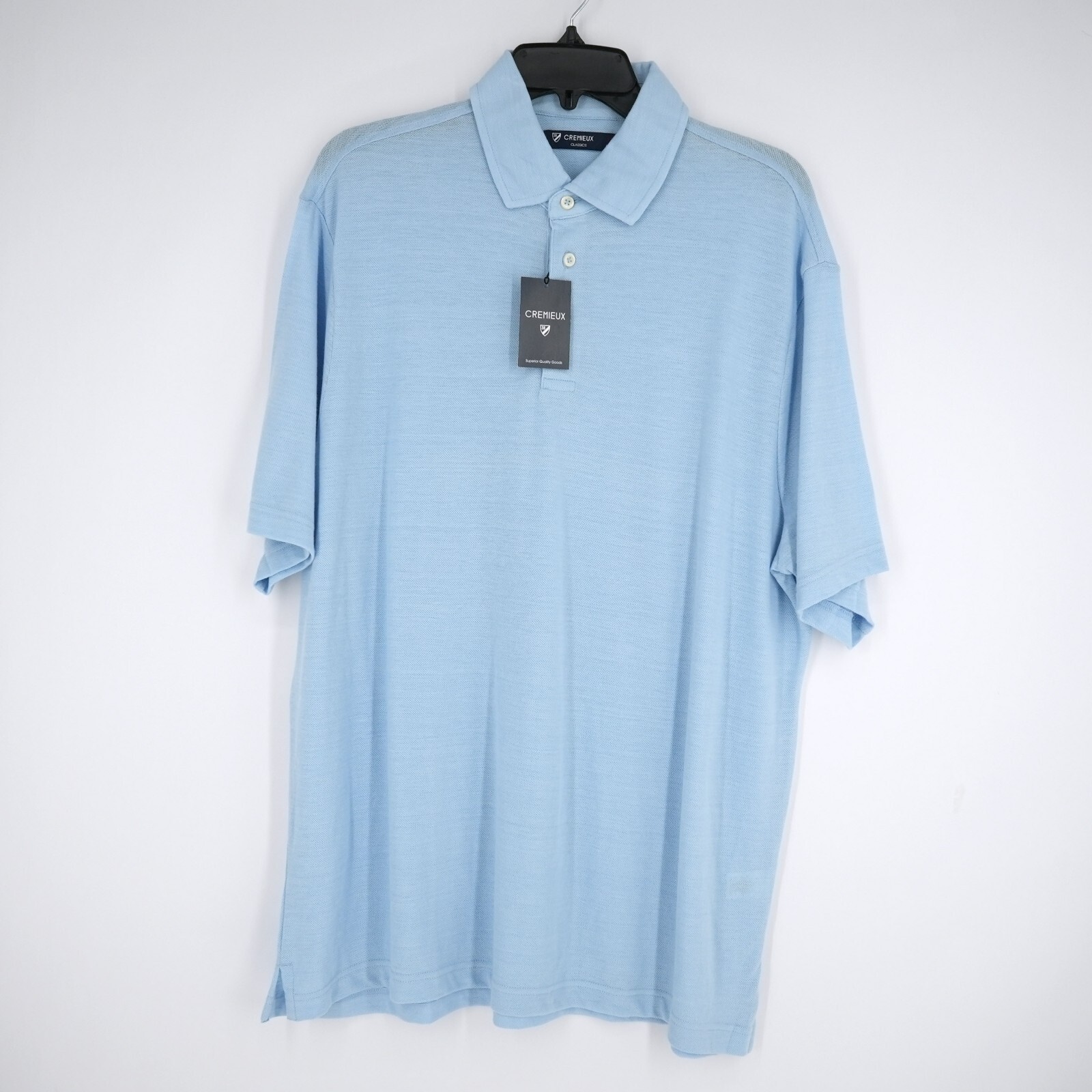 Cremieux Classics Men’s Polo Shirt L Large Blue Heather 100% Cotton NWT $79.50