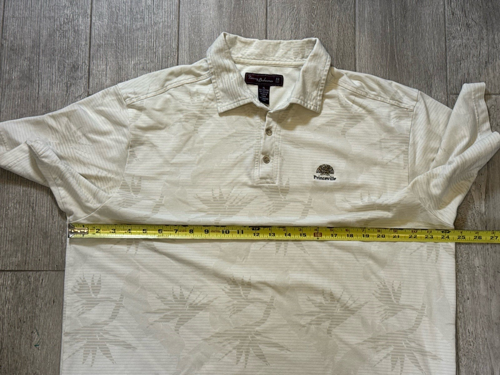 Tommy Bahama 18 Golf Polo Shirt Mens XL White Princeville Resort Tonal Jacquard
