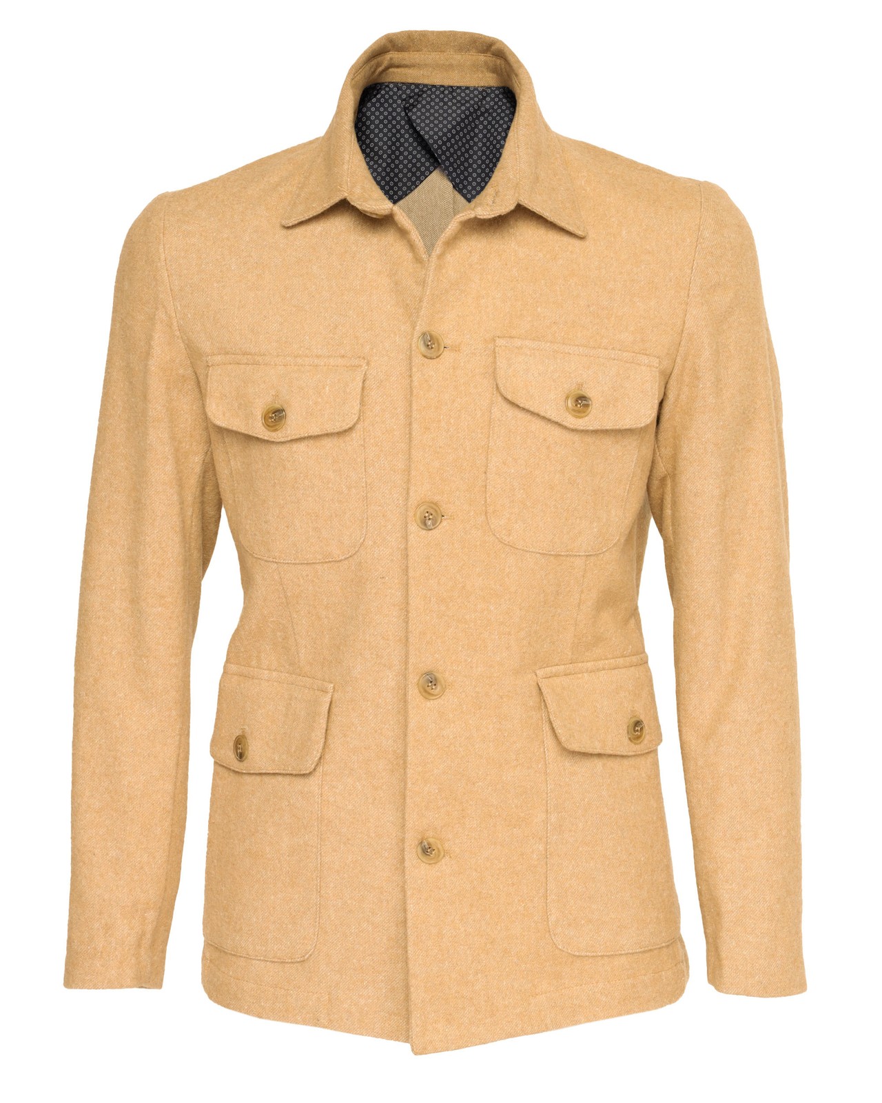 NWT EZZELINO FIELD JACKET yellow cotton cashmere wool luxury Italy XS