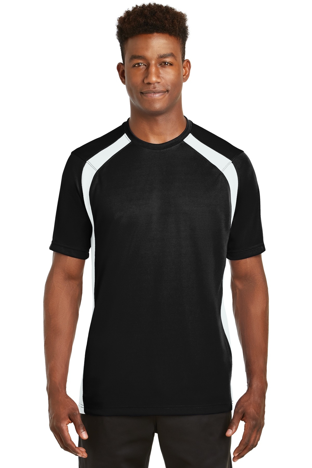 Sport-Tek T478 Mens Short Sleeve Dry Zone Colorblock Crew Neck Stylish T-Shirt