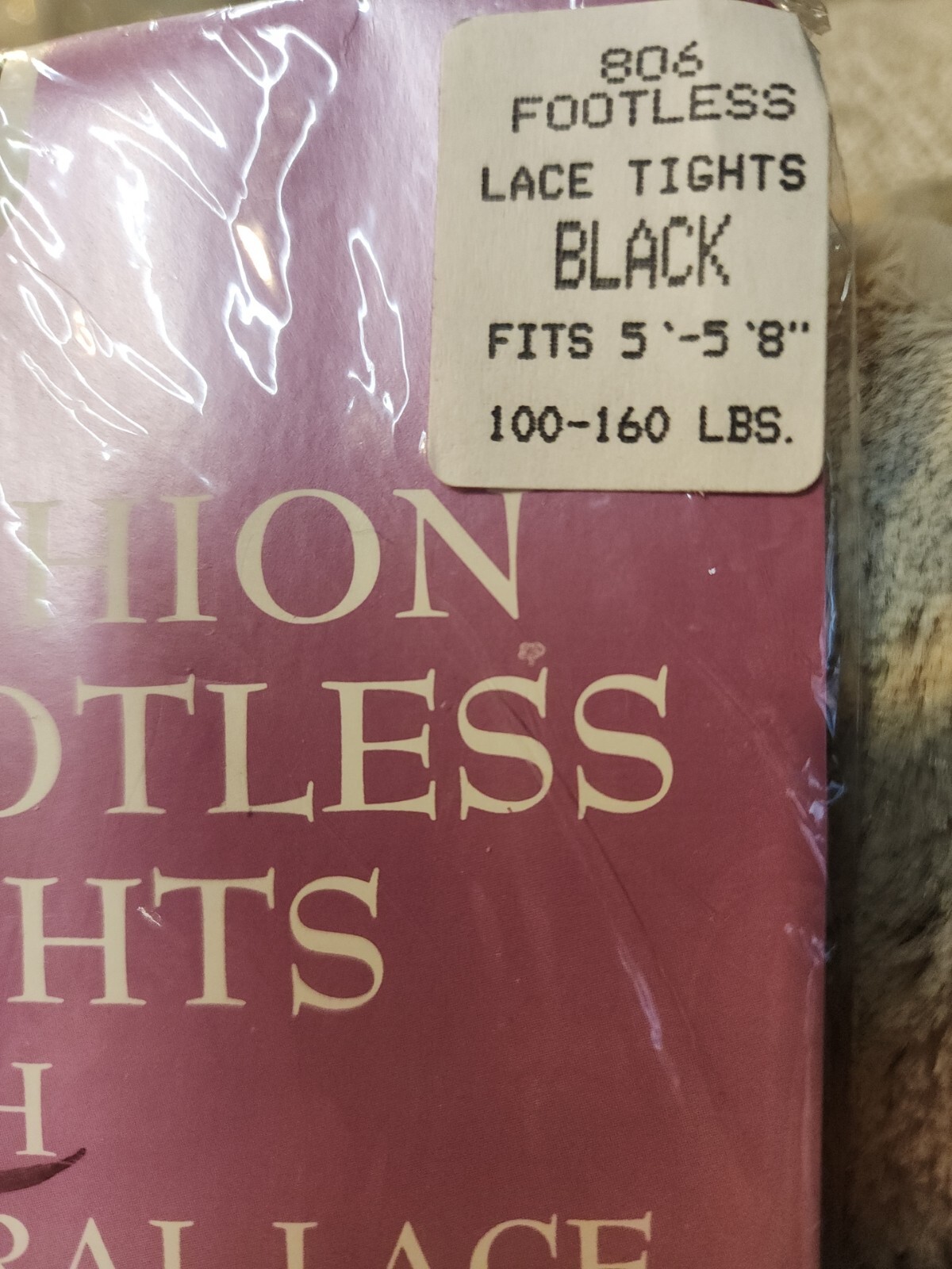 Fashion Footless Tights with Floral Lace ~ Black ~ Fits 5″ – 5.8″ 100 – 160 Lbs