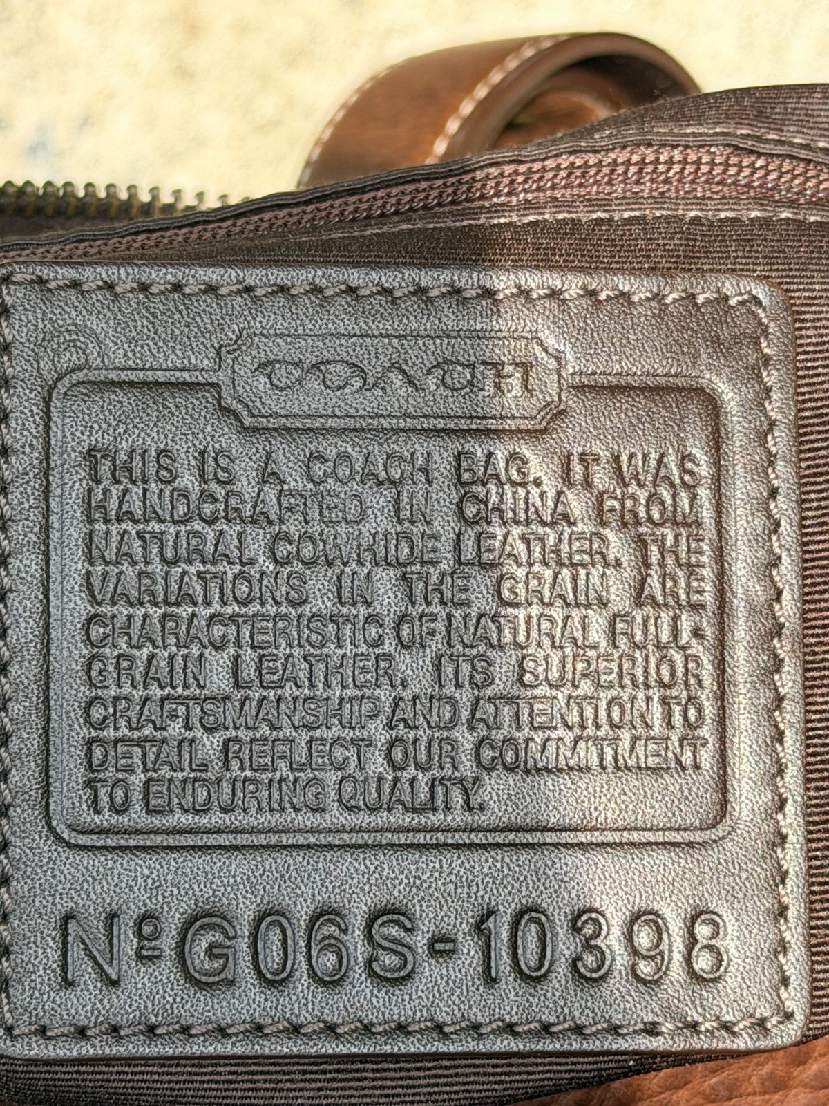 COACH 10398 Vintage Shoulder Bag Ziplock Leather Brown Gold Hardware