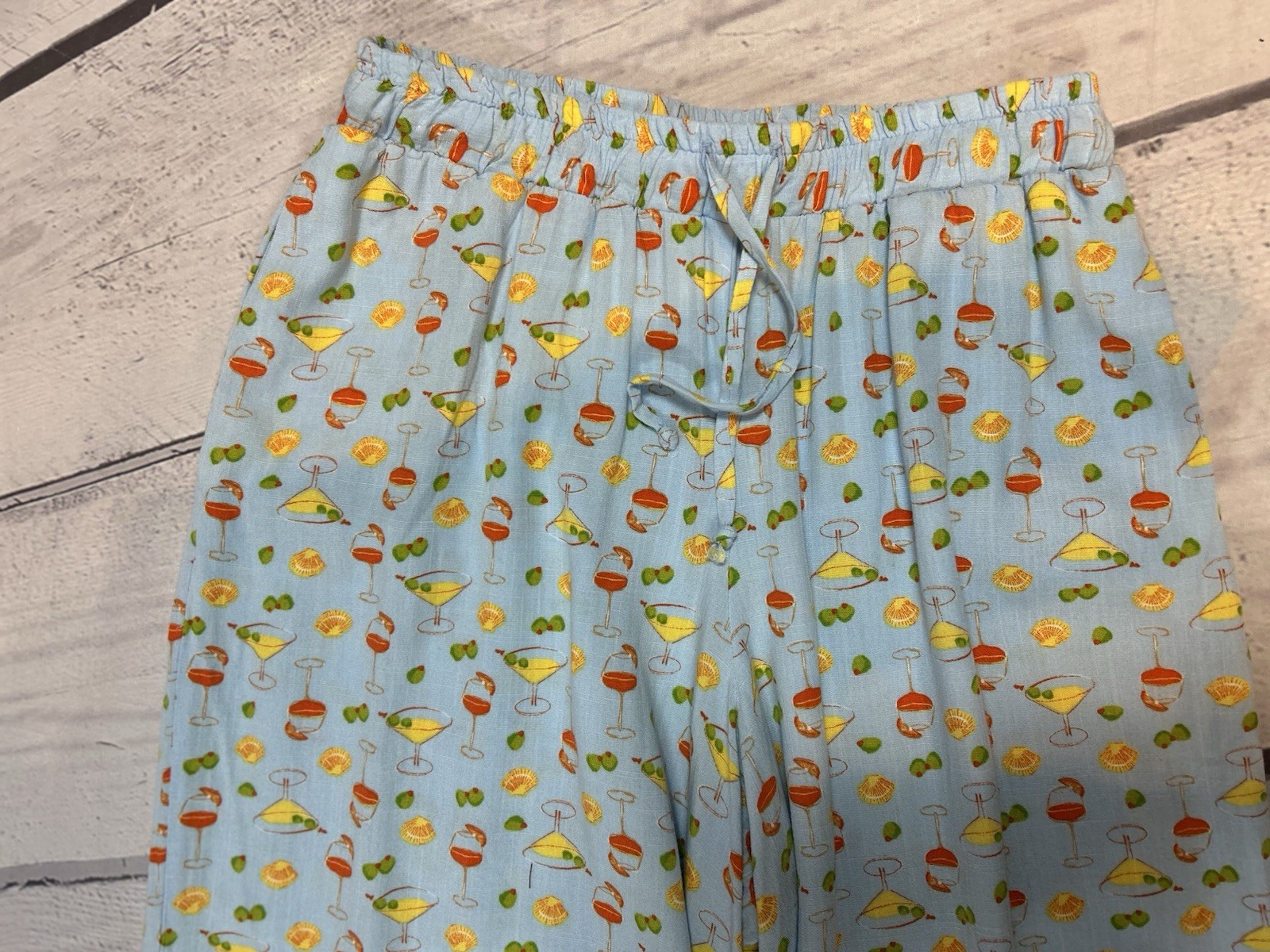 Dippin’ Daisy’s Blue Martini Print Lounge Pants Women’s S Rayon Cocktail Theme