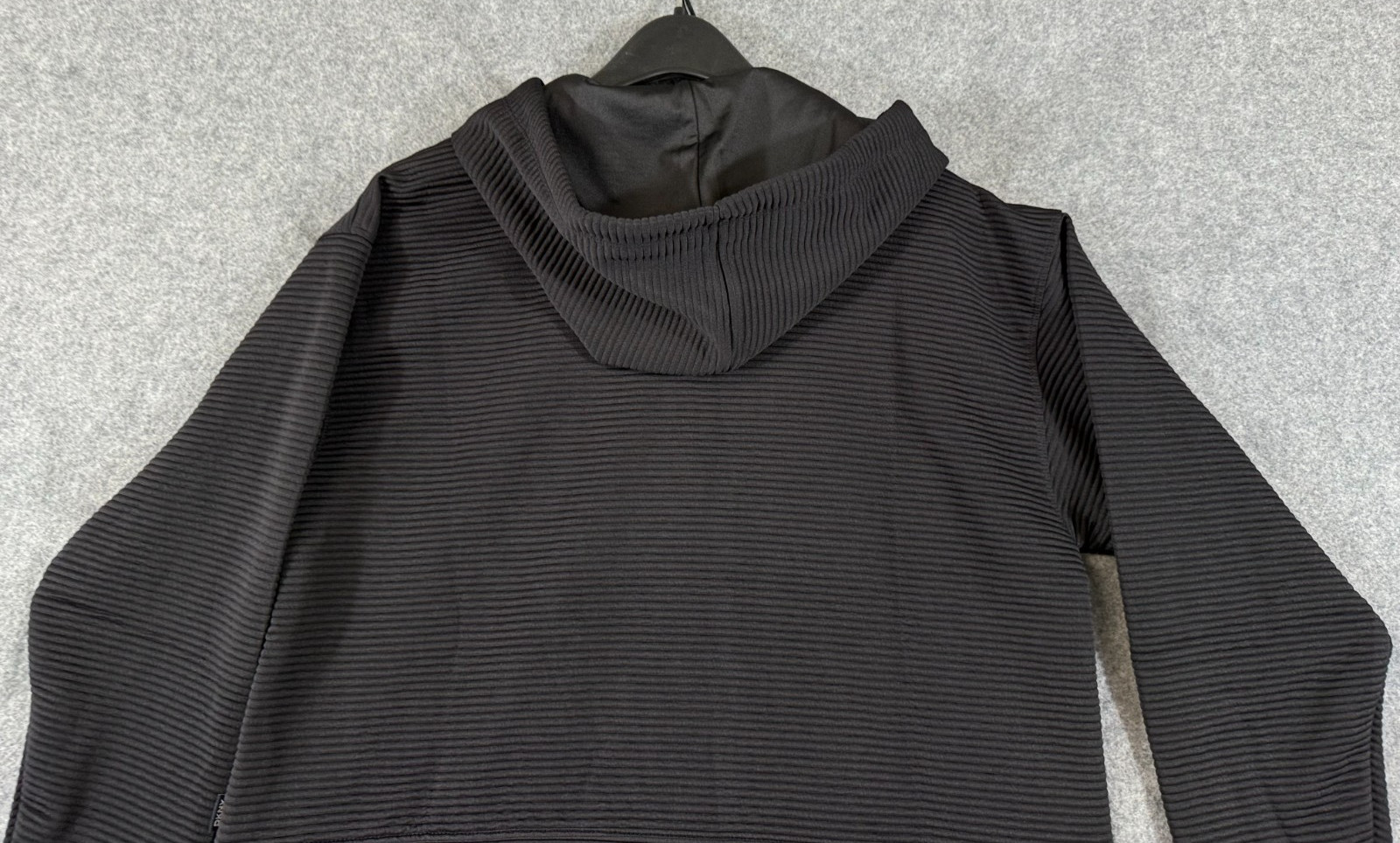 DKNY Ottoman Full Zip Hoodie Womens Medium Black Stretch Lined Drawstring NWT
