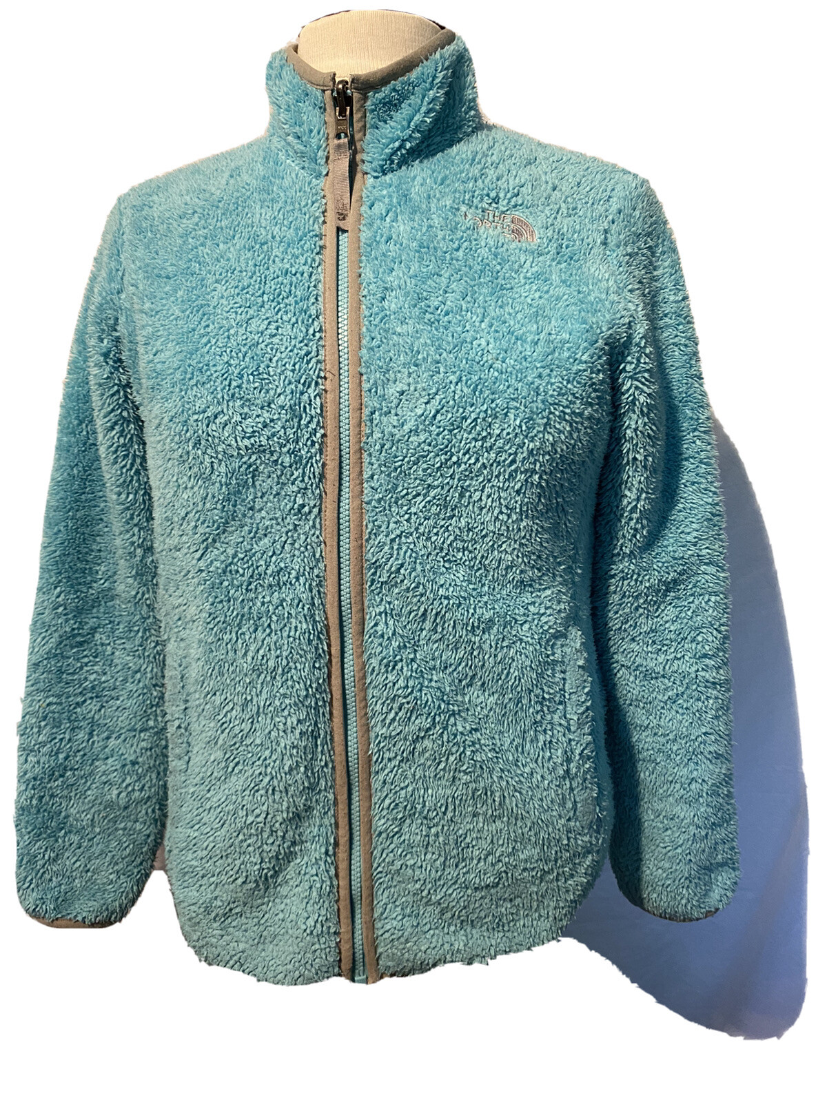 The North Face Jacket Till Blue Furry Fleece Zipper Juniors 14/16