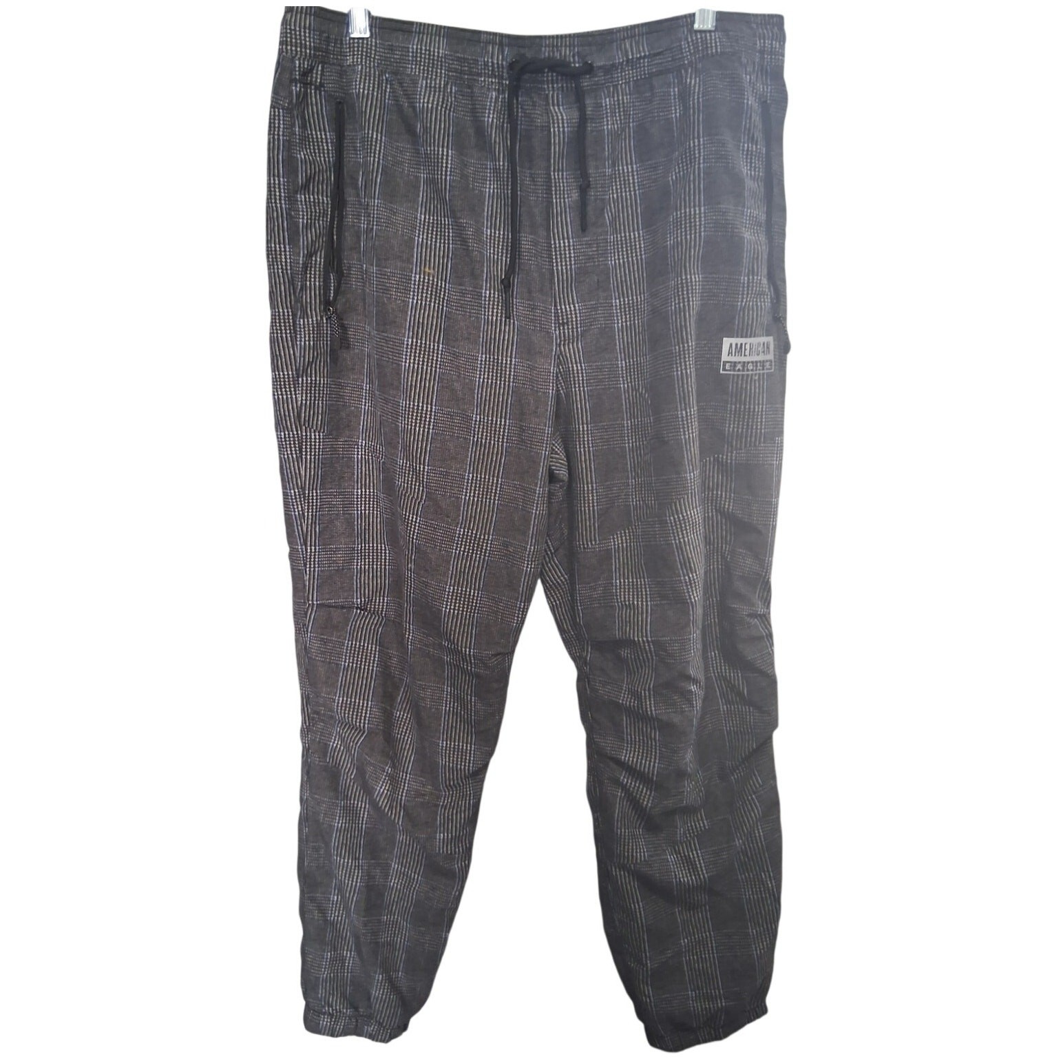 American Eagle Joggers Large Checkered Gray Casual Outdoor Active Unisex Pants