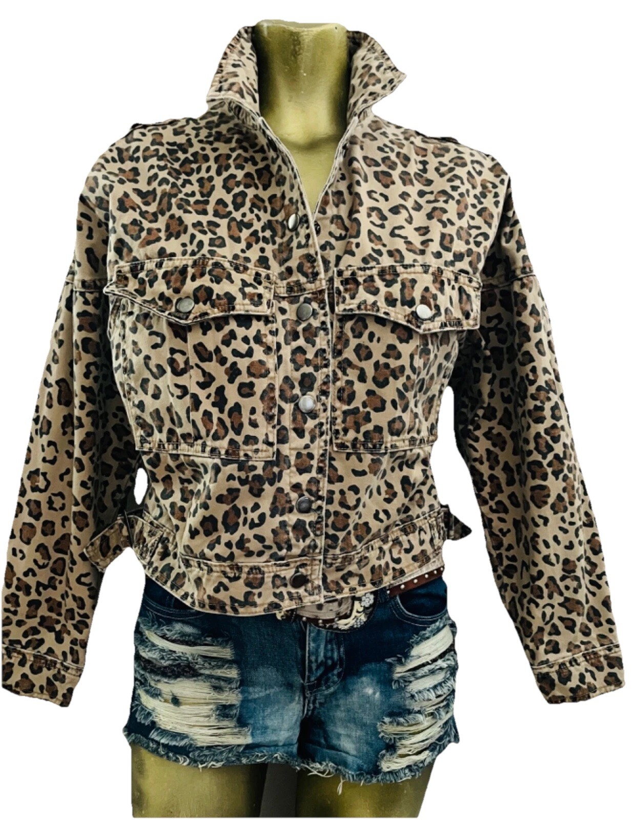 COTTON ON Classic LEOPARD Print JEAN JACKET Size 4