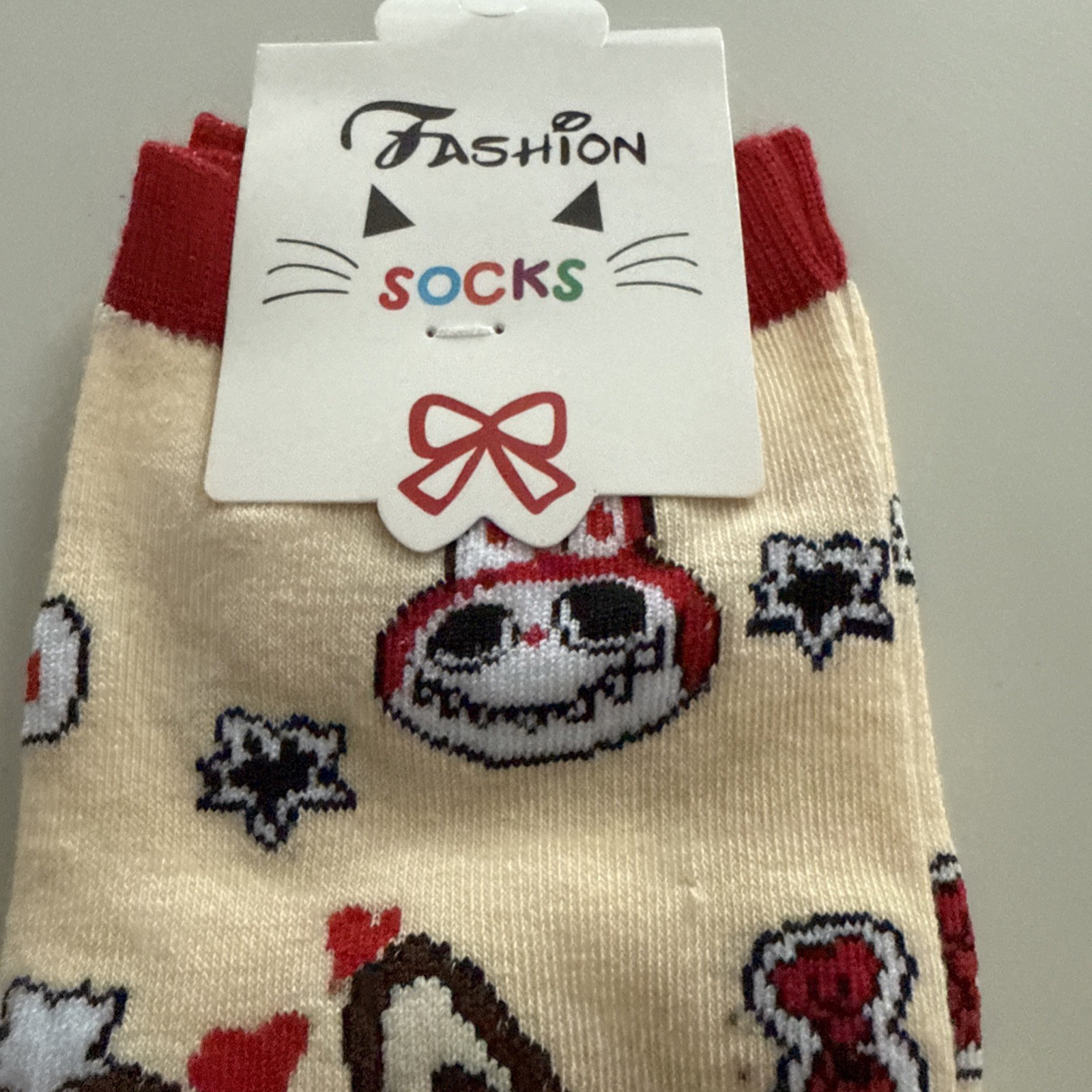 Little Monsters Beige/Red No Socks Fits Size 35-41