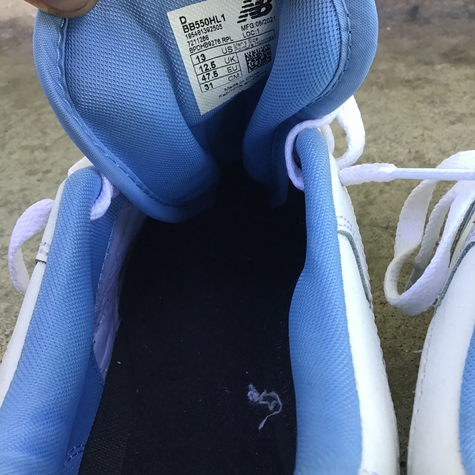 New Balance 550 UNC White University Blue White Men Size 13 BB550HL1
