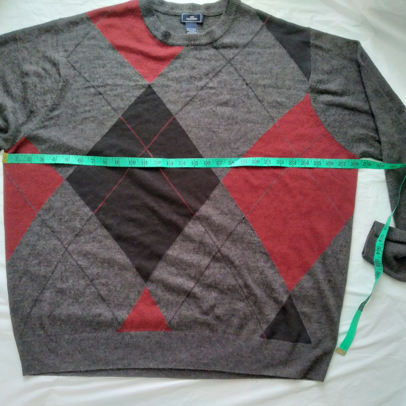 Dockers Mens Sweater Pullover Argyle Crew Long Sleeve Gray Black Burgandy 3XLT
