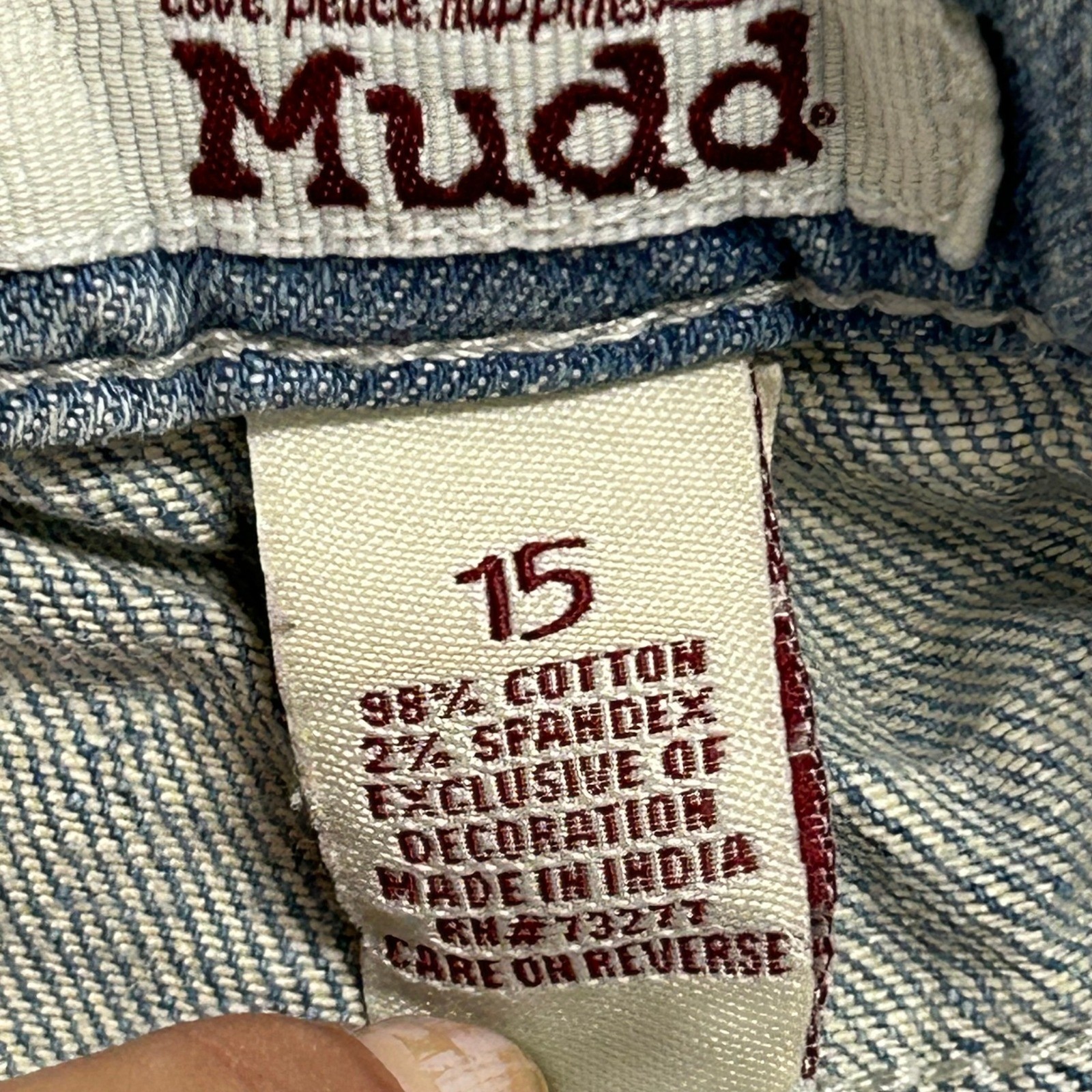Mudd Denim Shorts Womens Size 15 Blue Low Rise Cutoff Raw Hem Casual Stretch
