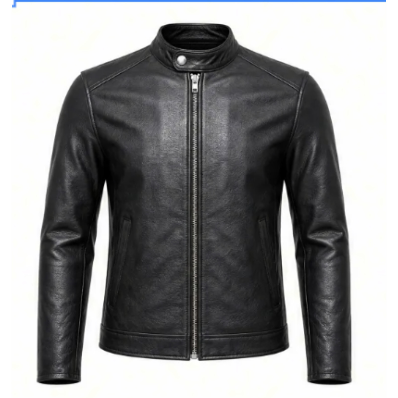 Men’s Black Genuine Leather Motorcycle Jacket Cafe Racer Biker Coat XL