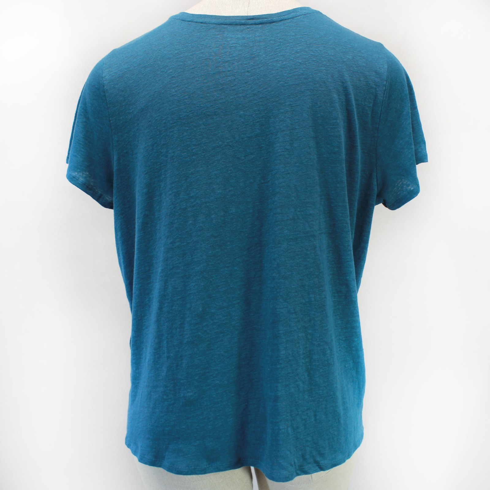 Eileen Fisher Plus Aqua Teal 100% Linen Crew Neck Bat Sleeve T-Shirt Tee Top 1X