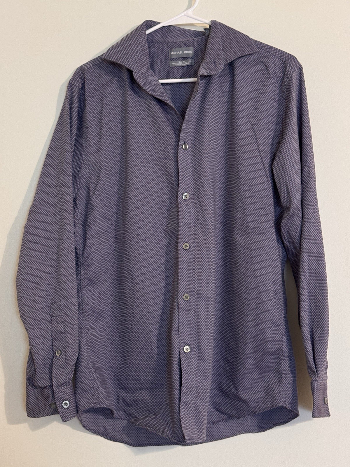 Michael Kors Slim Fit Men’s purple Geometric Stretch Dress Shirt M 15.5 32/33