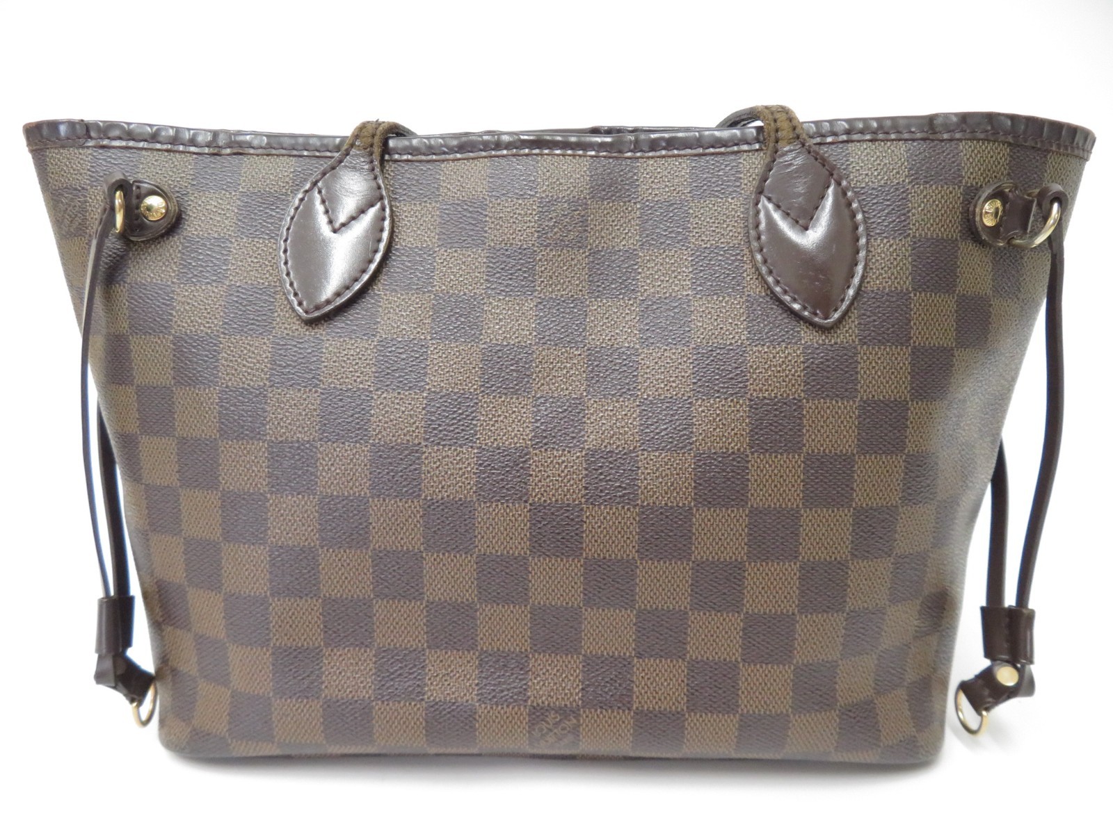 Authentic Louis Vuitton Damier Ebene Neverfull PM Tote Bag Handbag F#52437