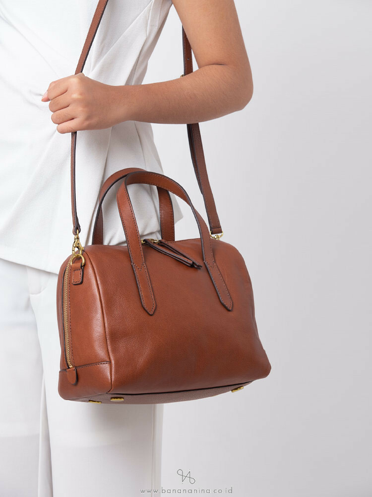 Fossil Sydney Satchel Crossbody Brown Leather Handbag SHB1978210 NWT $180 FS