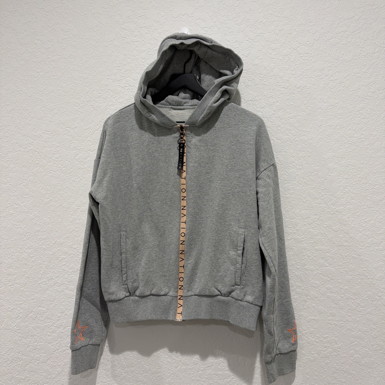 P.E Nation Gray Full Zip Hoodie Stars Size Medium