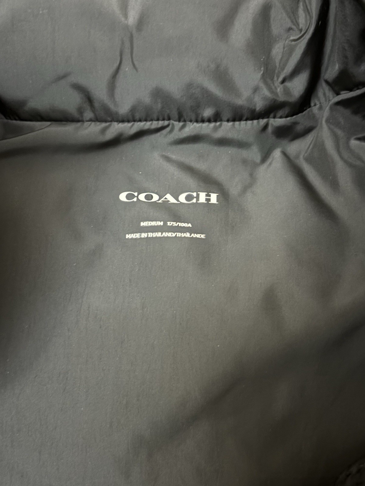 Coach Signature Logo Down Puffer Vest Full Zip Stand-Up Brown/Black Men’s M