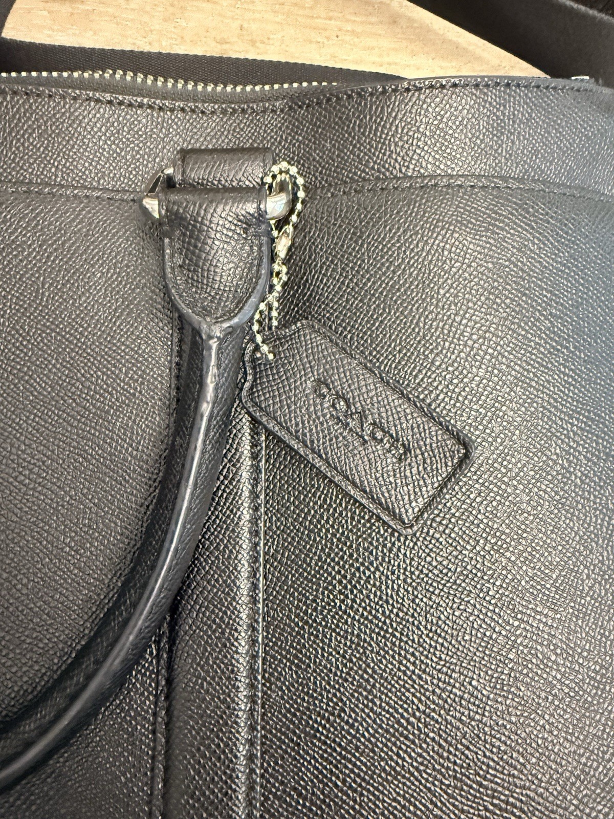 Coach Perry Metropolitan Tote in Black Crossgrain Leather